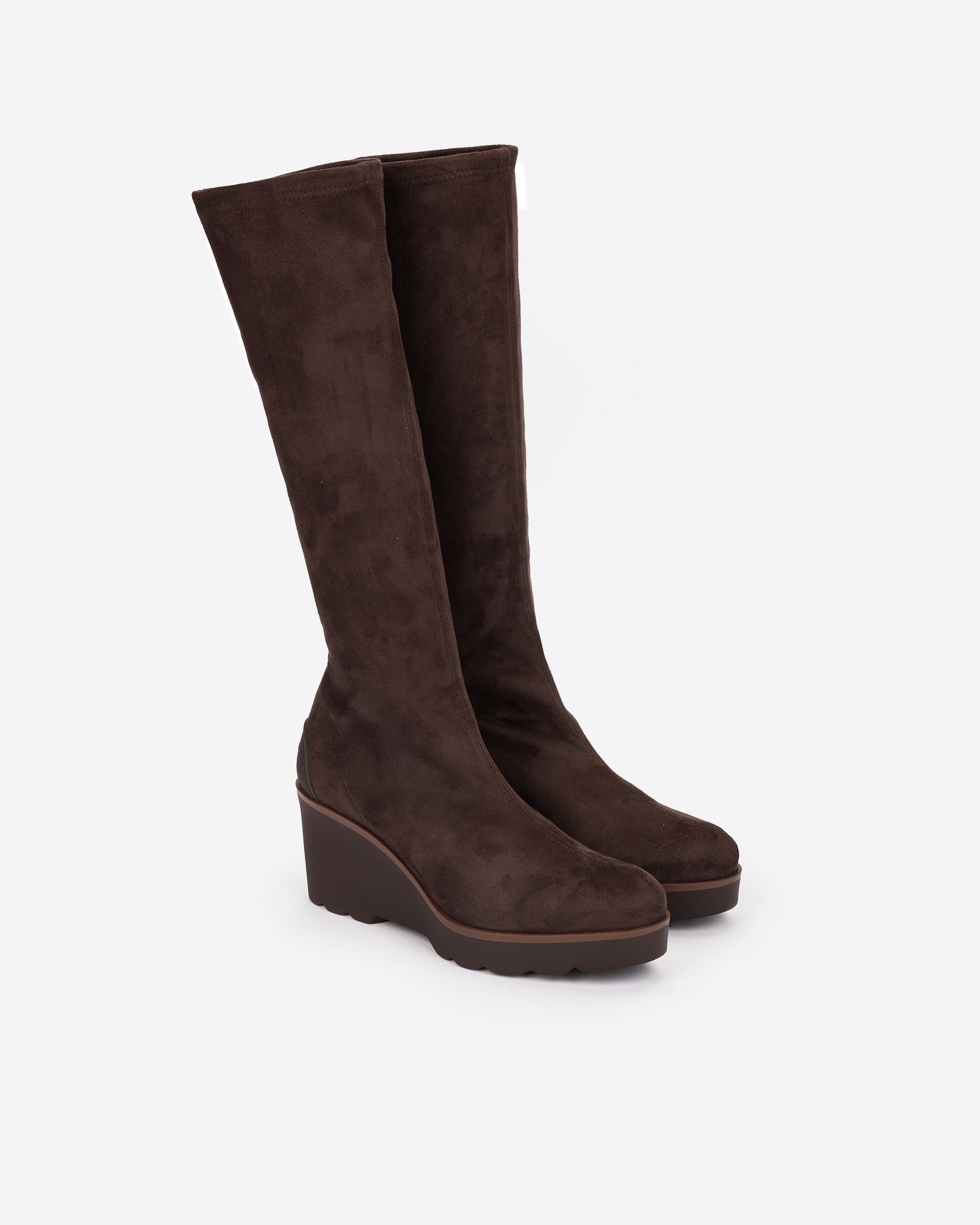 Botas Elásticas com Cunha Castanho-chocolate-2