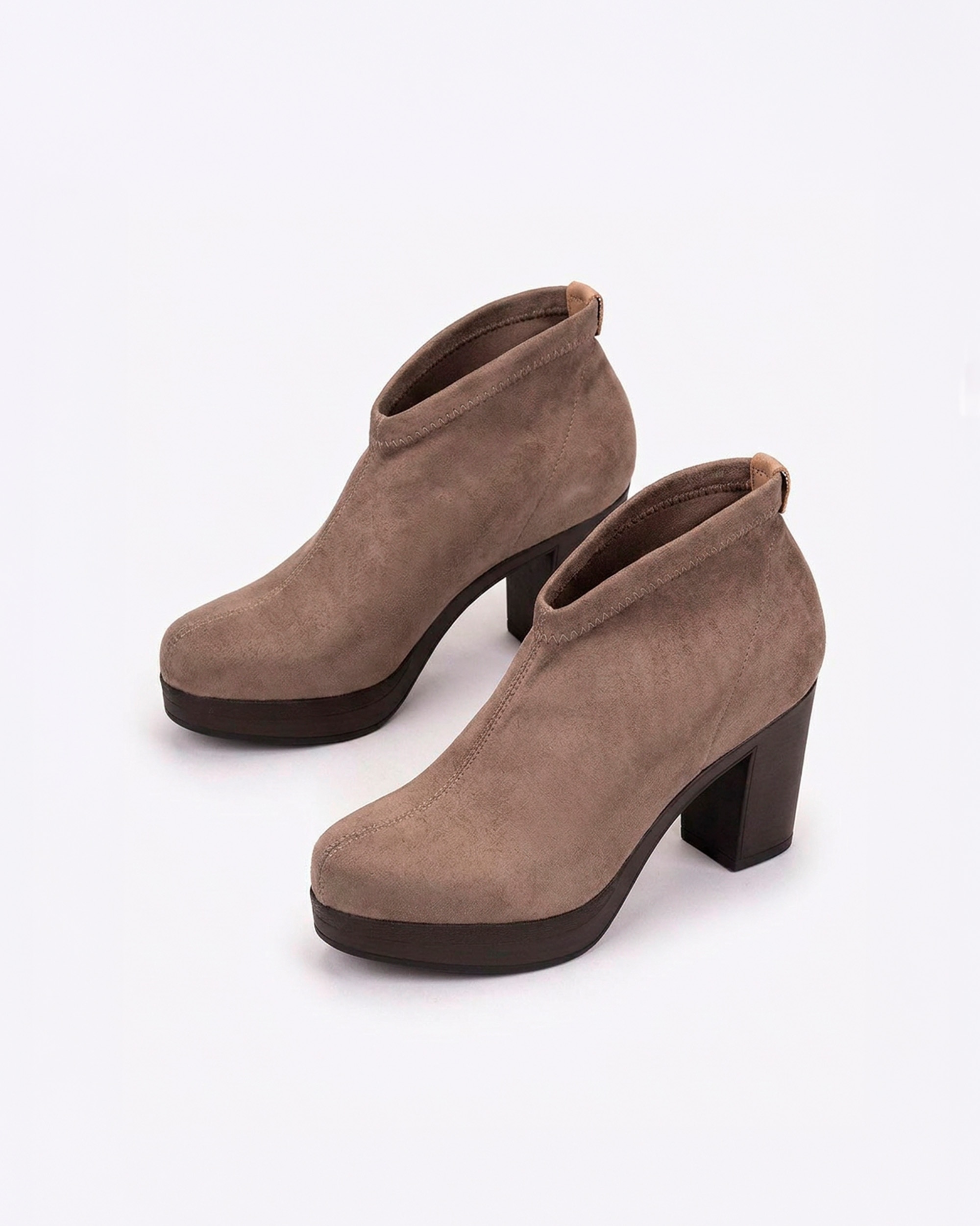 Botins Elásticos com Salto e Plataforma Castanho-2