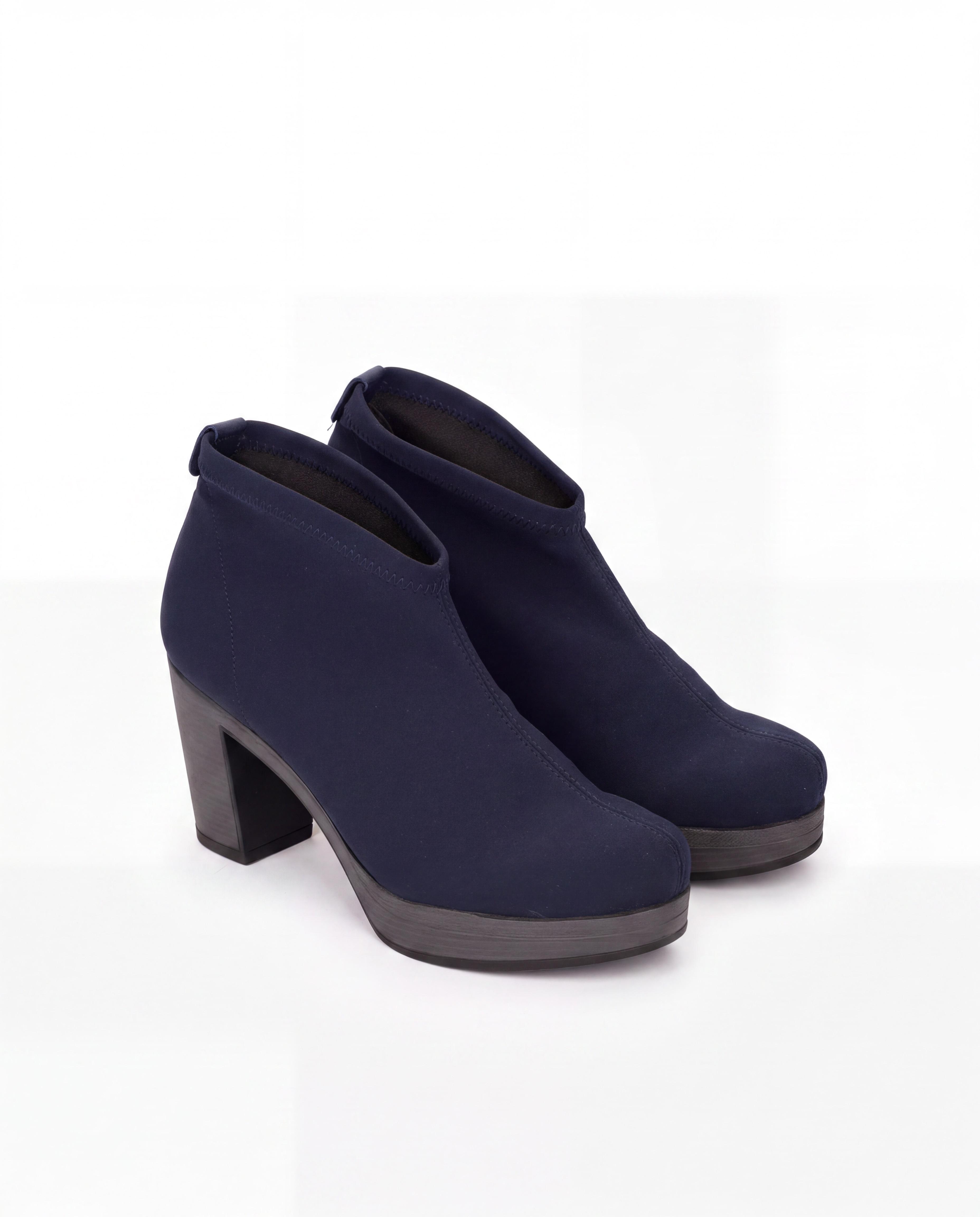Botins Elásticos com Salto e Plataforma Azul-marinho-2