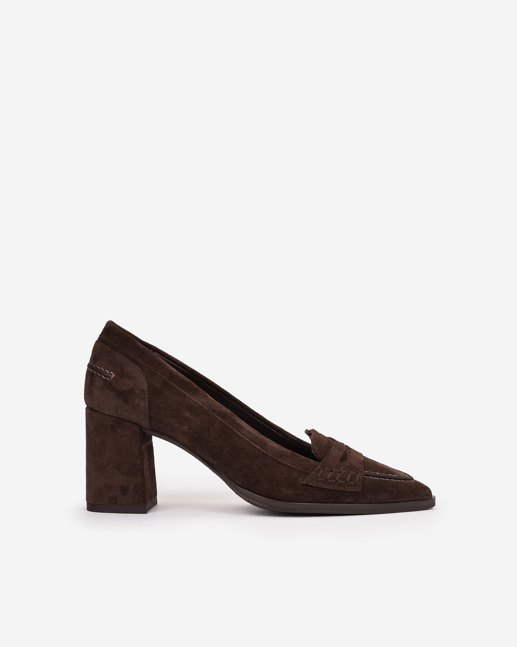 Sapatos de Salto Estilo Mocassins com Tacão Castanho-chocolate-1