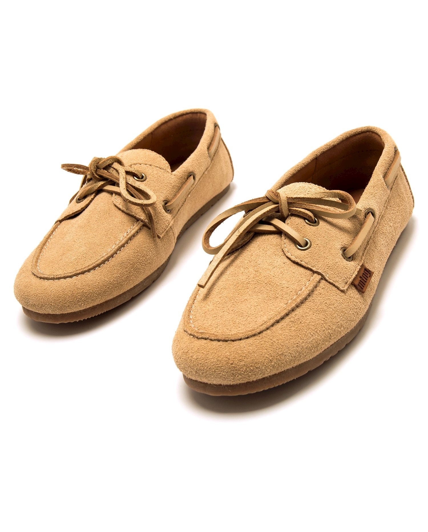 Sapatos de Cordões em Pele Estilo Náutico Natural-2