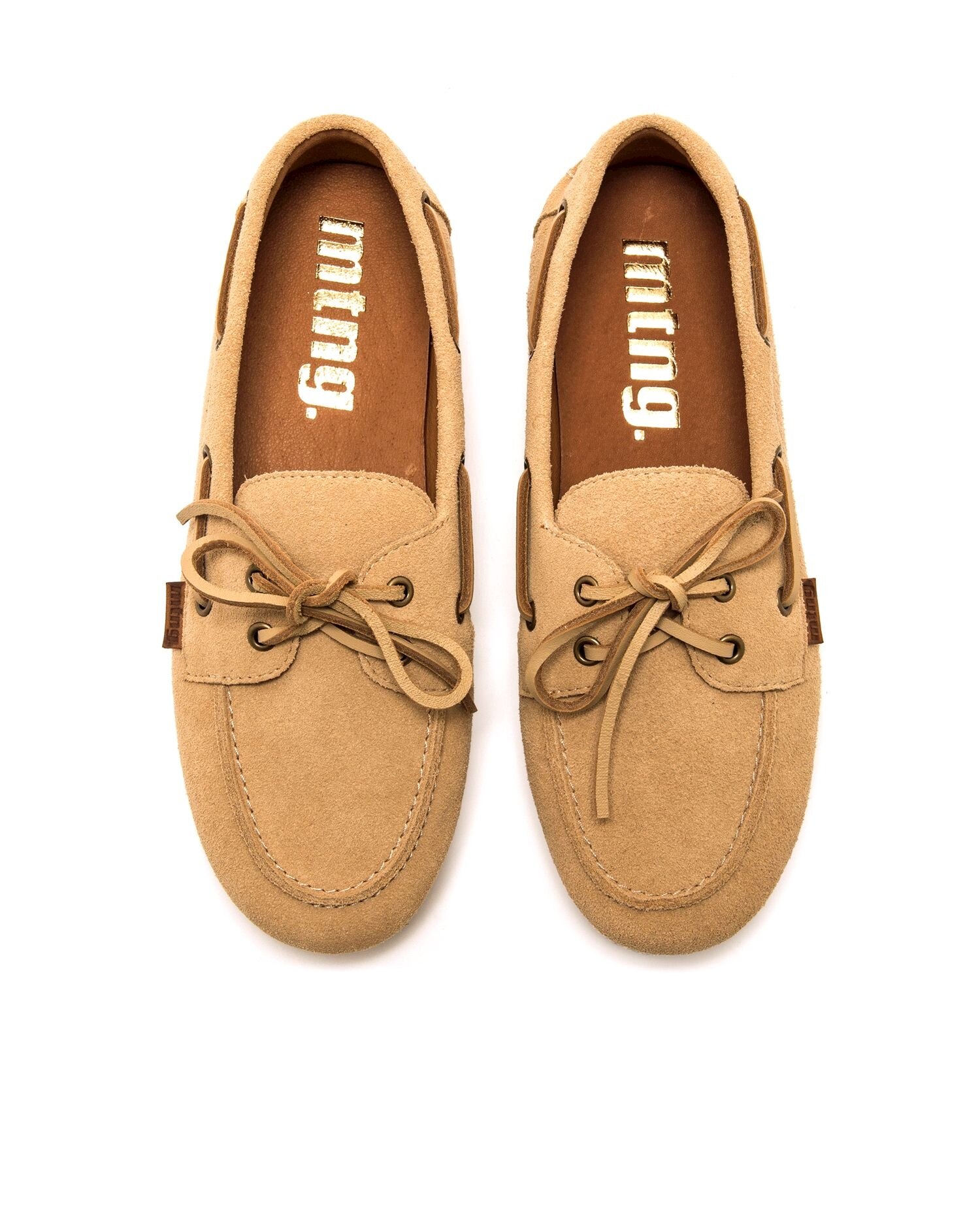 Sapatos de Cordões em Pele Estilo Náutico Natural-4