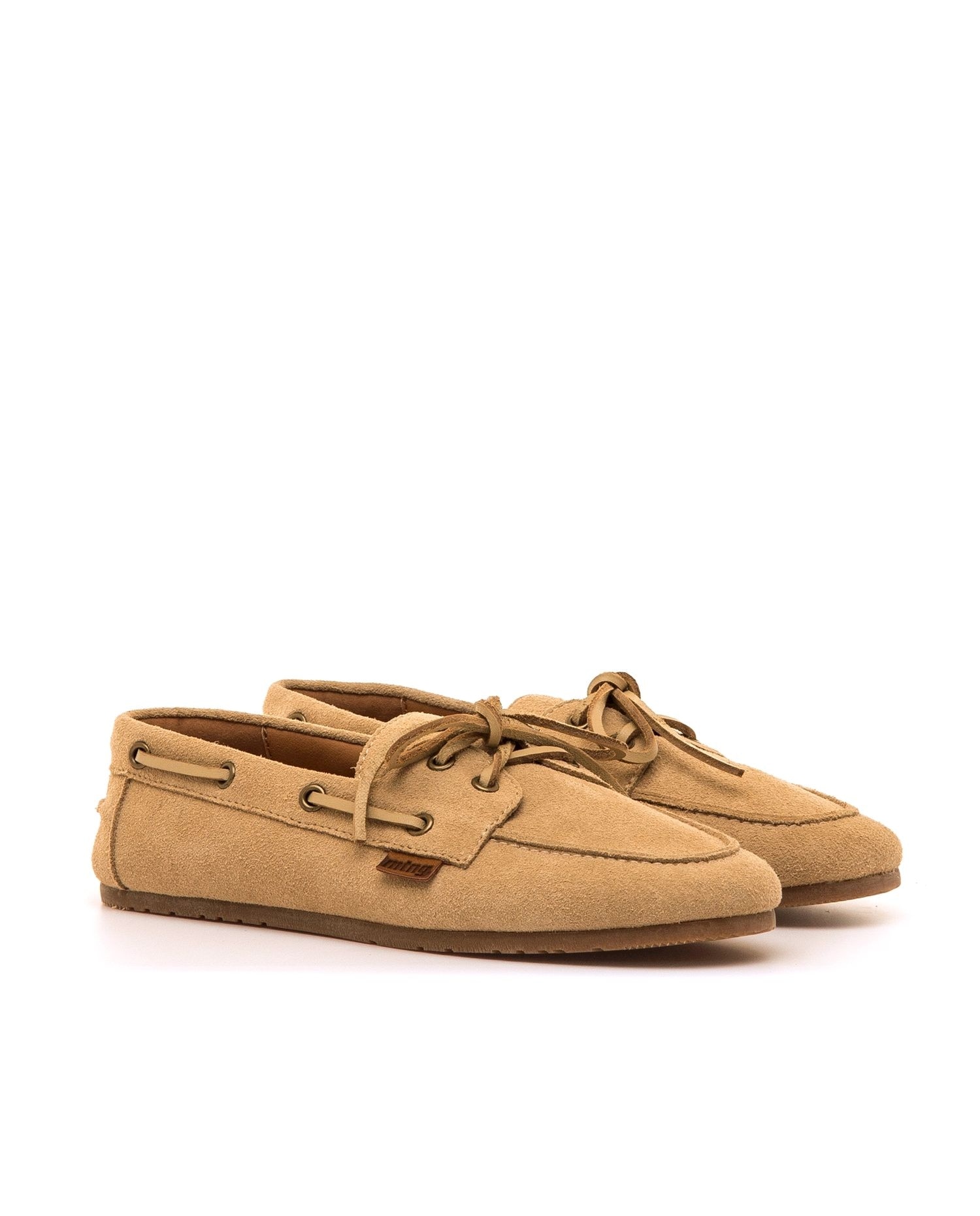 Sapatos de Cordões em Pele Estilo Náutico Natural-5