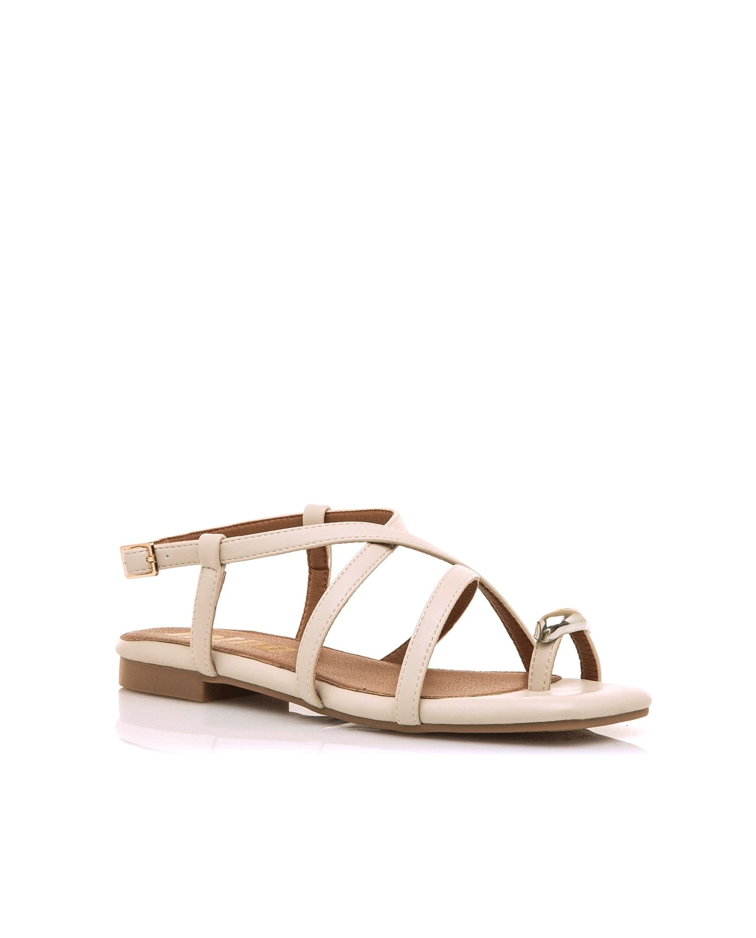 Sandálias com Tiras e Detalhe Dourado Branco-2