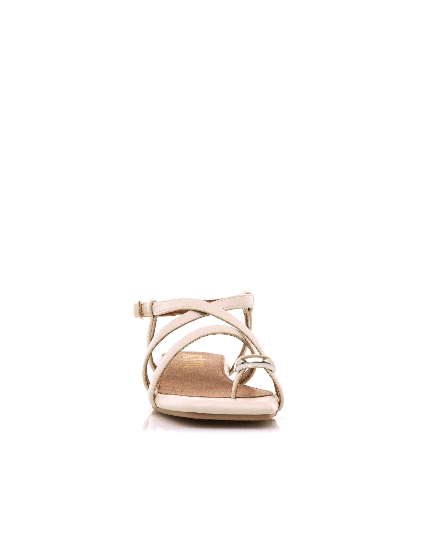 Sandálias com Tiras e Detalhe Dourado Branco-3
