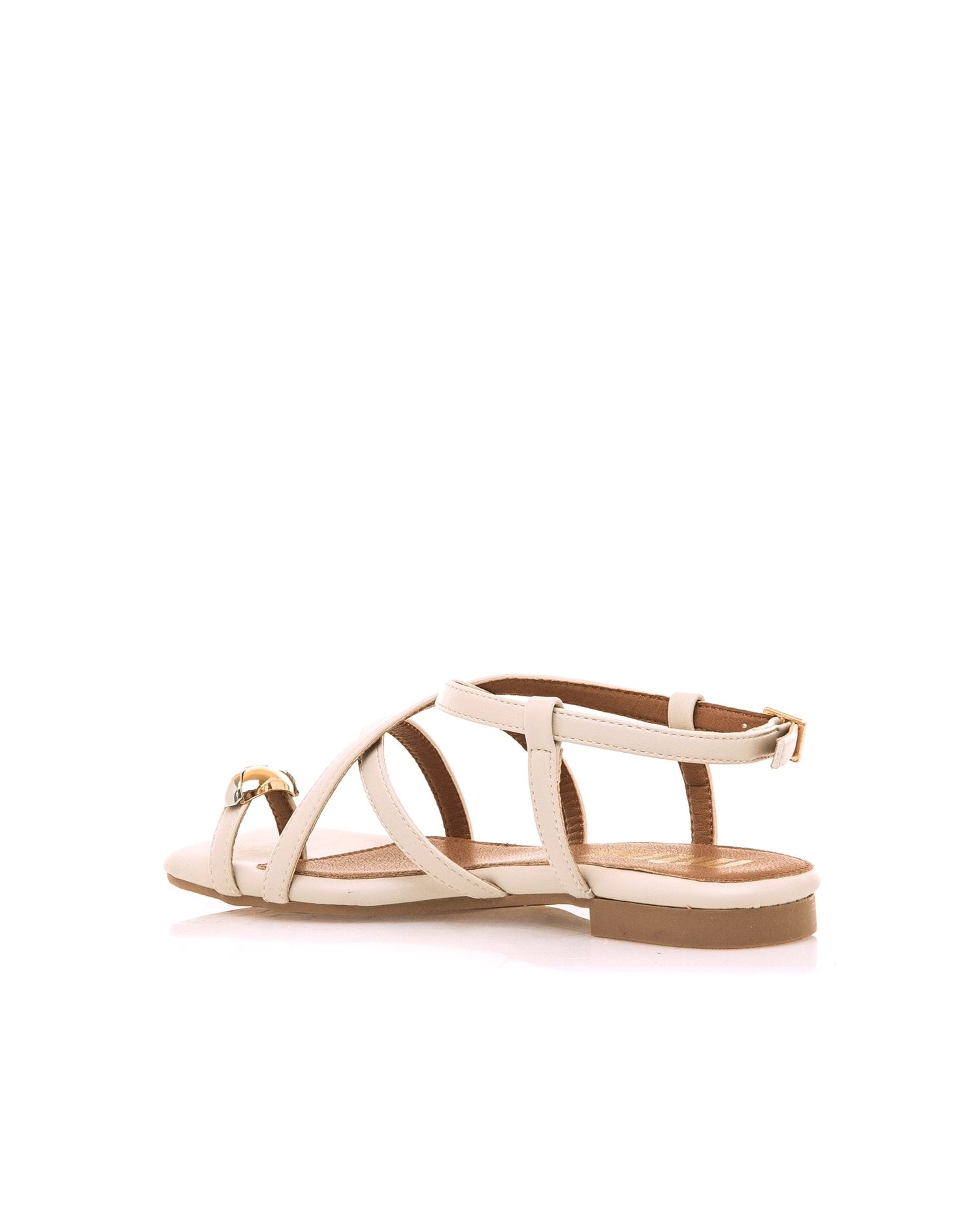 Sandálias com Tiras e Detalhe Dourado Branco-4