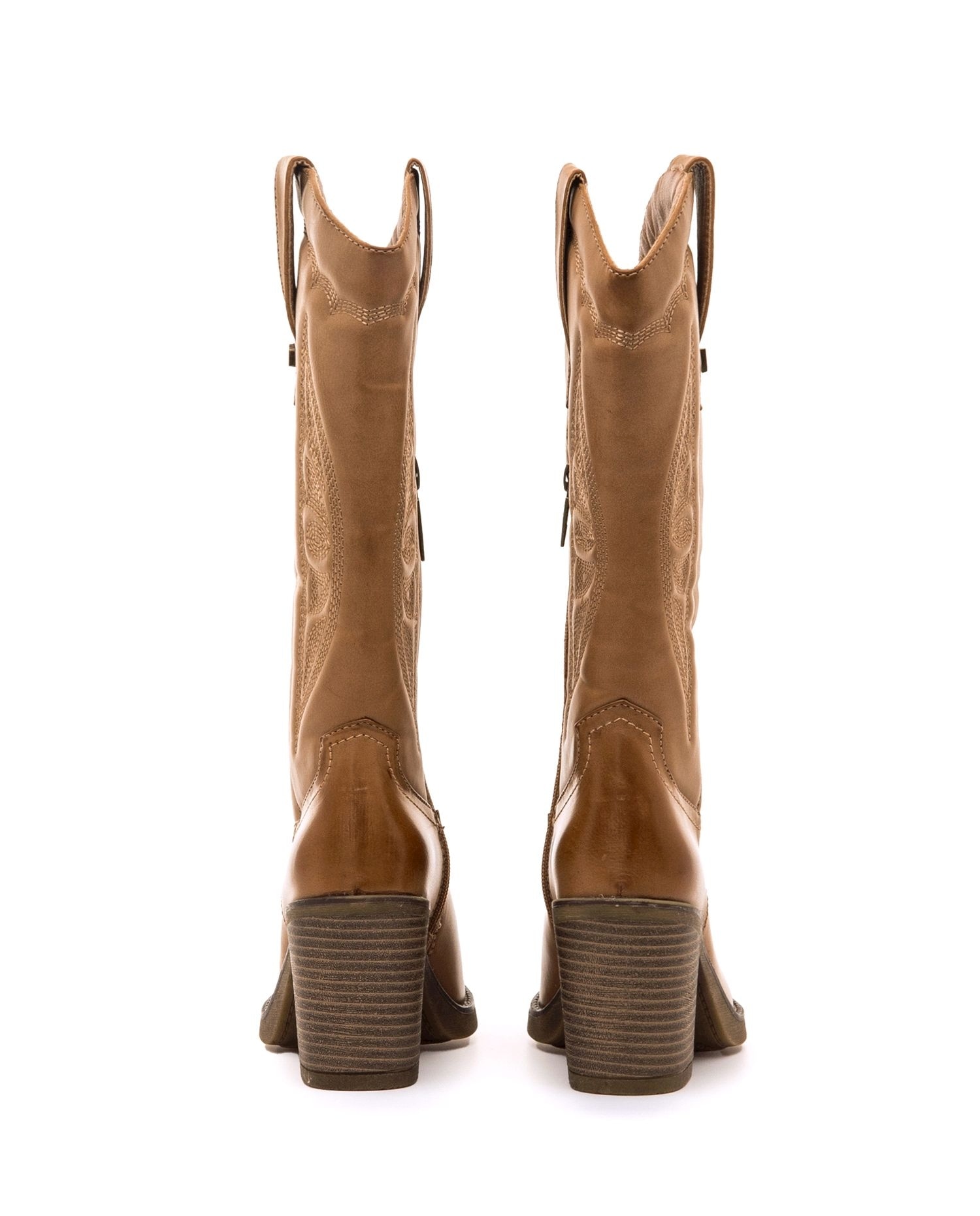 Botas Altas Estilo Cowboy Castanho-3