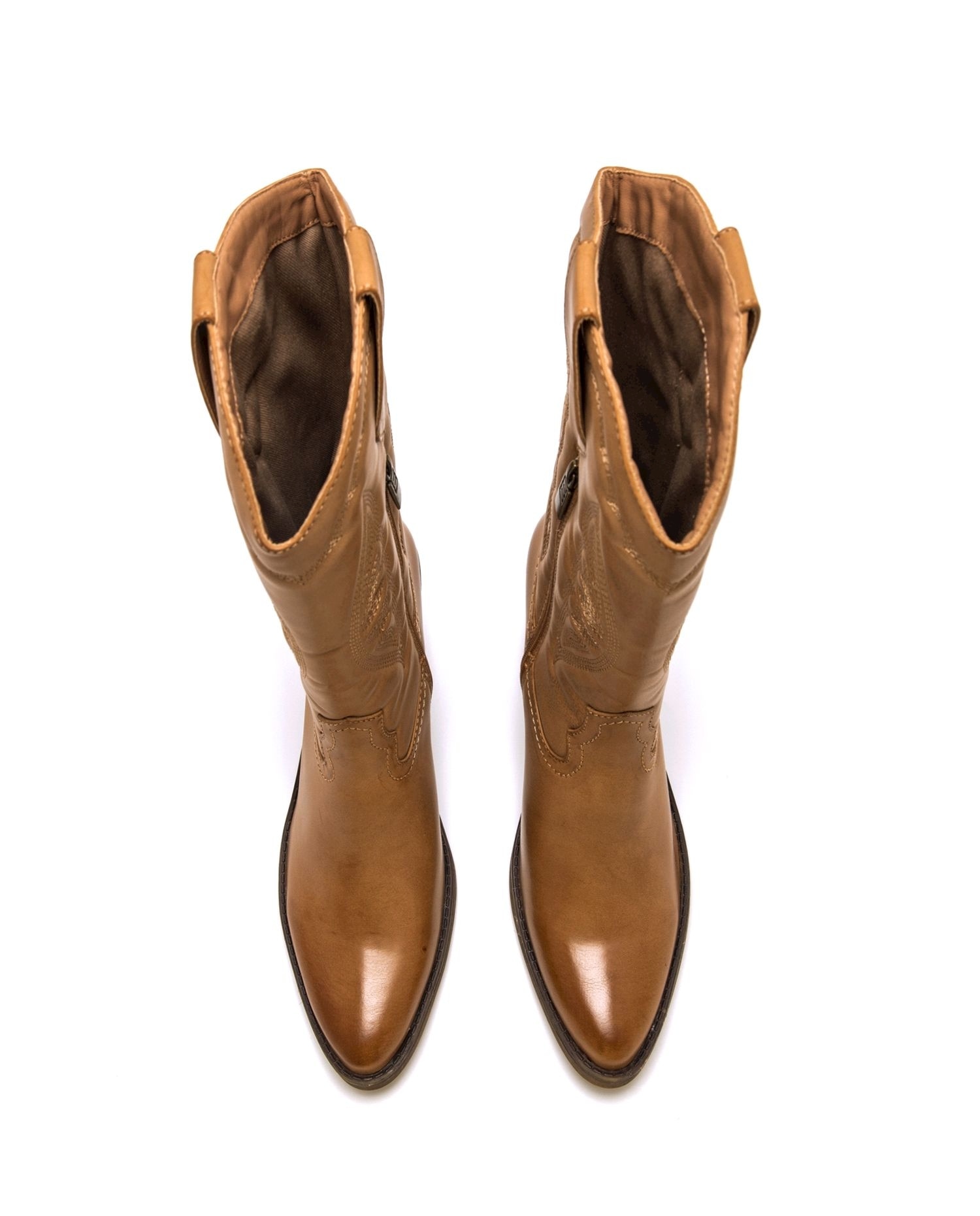 Botas Altas Estilo Cowboy Castanho-5