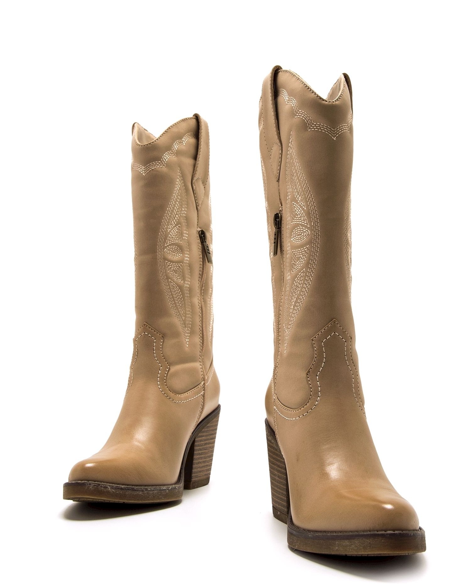 Botas Altas Estilo Cowboy Natural-4