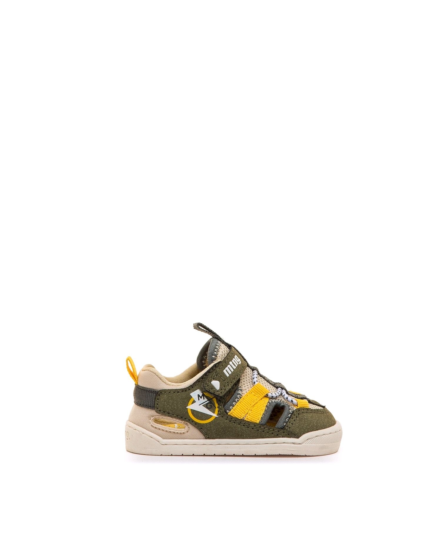 Sandálias Infantil Estilo Desportivo com Piso Barefoot Verde Azeitona-1