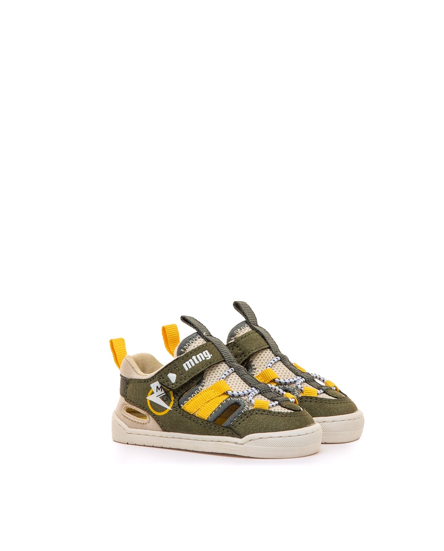 Sandálias Infantil Estilo Desportivo com Piso Barefoot Verde Azeitona-4