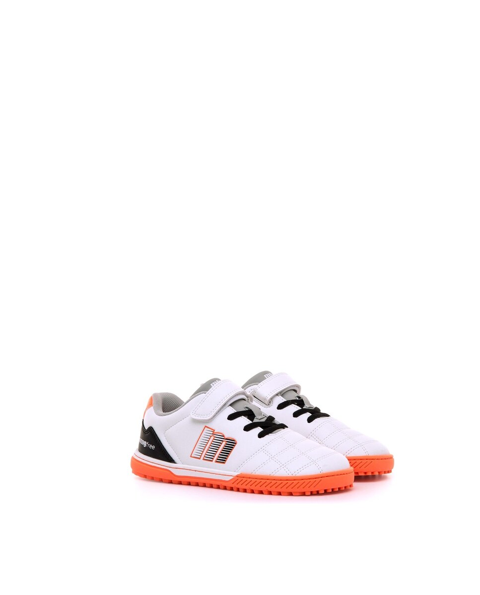Sapatilhas Desportivas Infantil Estilo Futebol com Piso Respeitoso Branco / Laranja-5