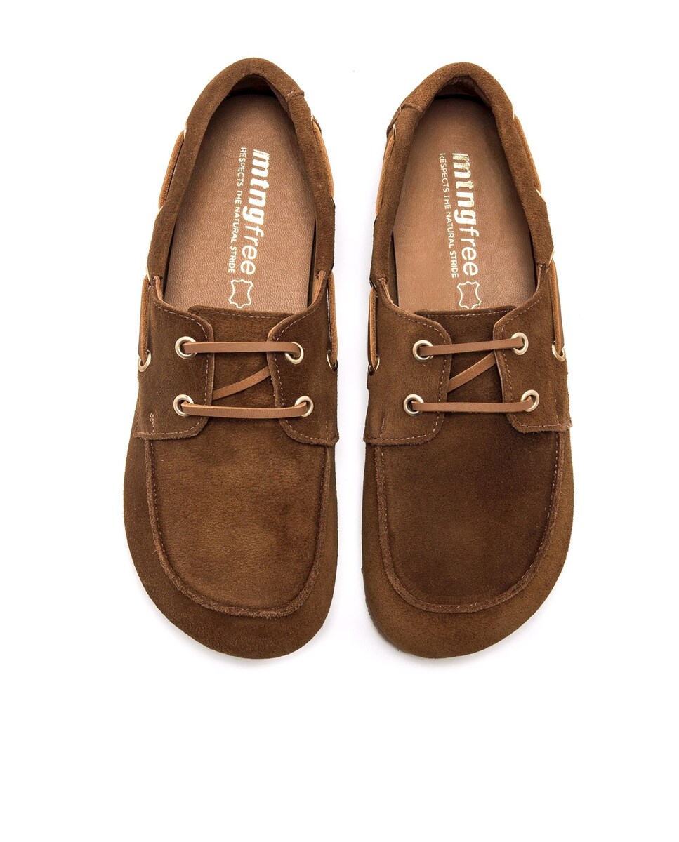 Sapatos Confort em Pele de Camurça e Piso Barefoot Castanho-2