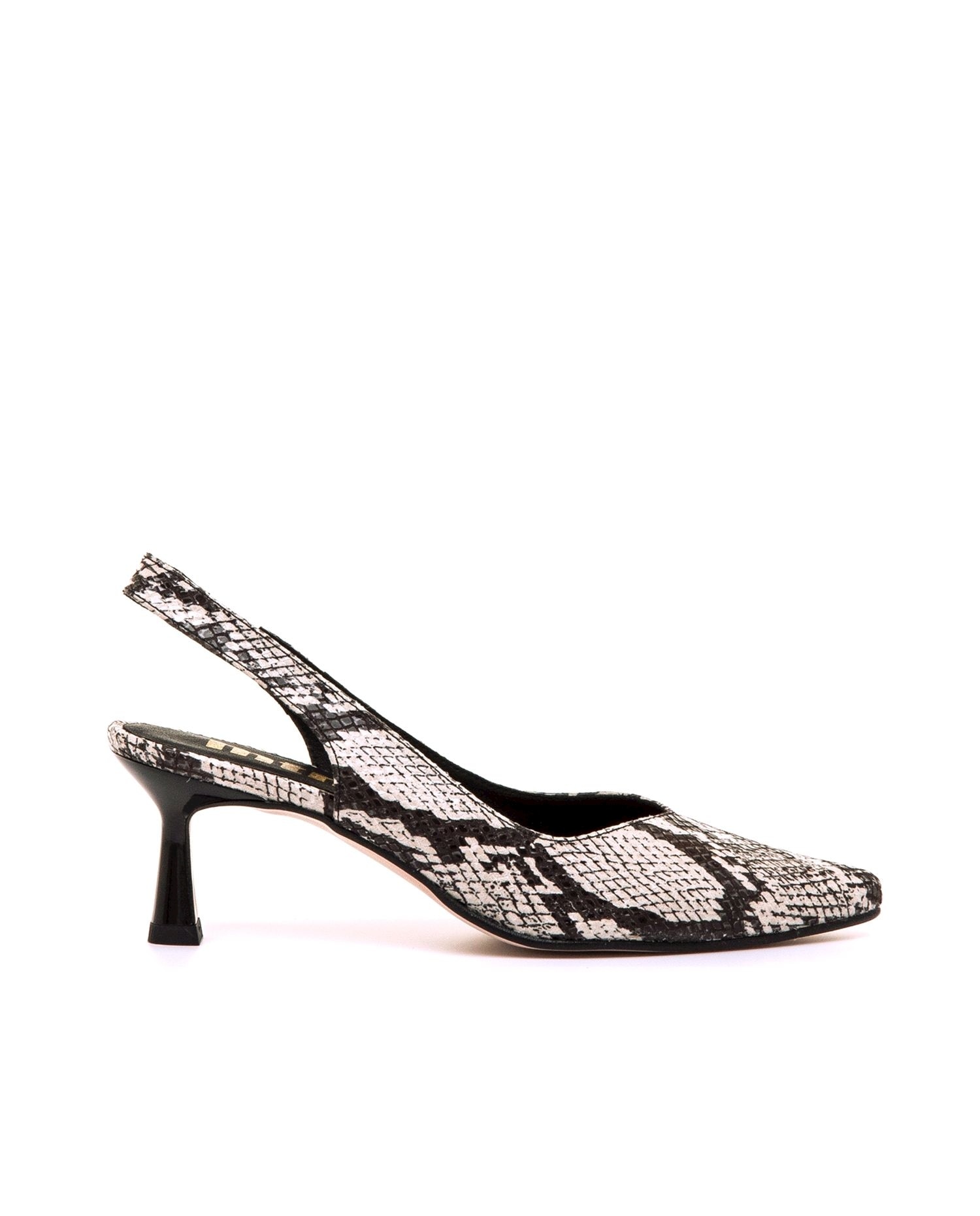 Sapatos de Salto de Estilo com o Calcanhar Aberto Antracite / Branco-1
