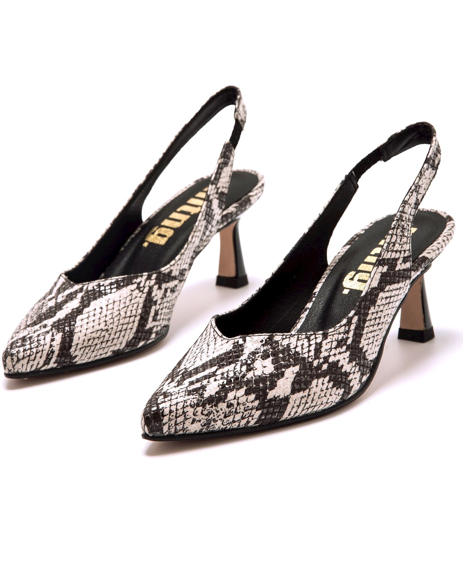 Sapatos de Salto de Estilo com o Calcanhar Aberto Antracite / Branco-2