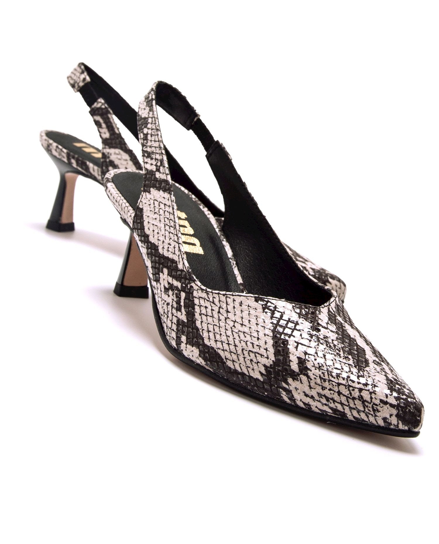 Sapatos de Salto de Estilo com o Calcanhar Aberto Antracite / Branco-4