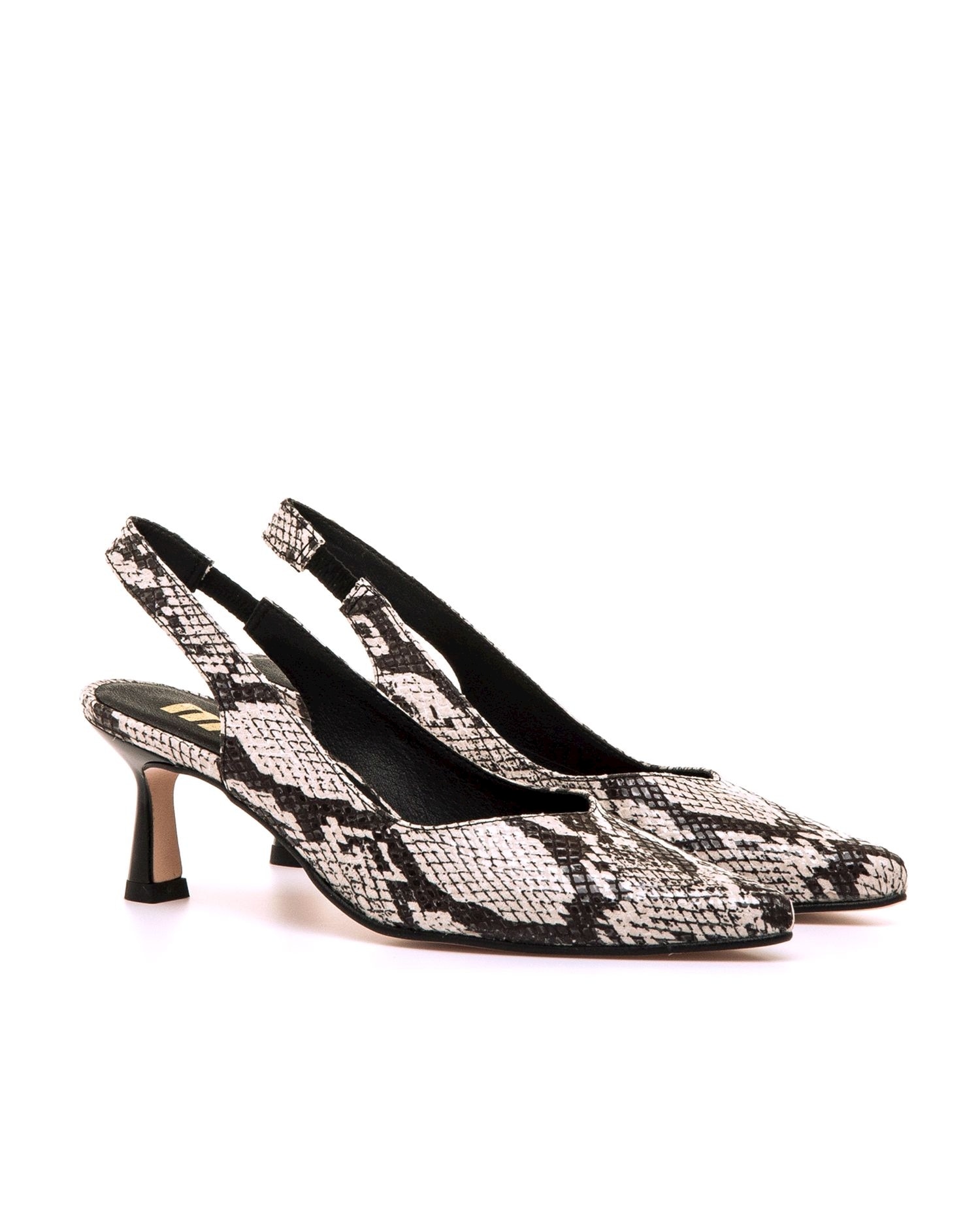 Sapatos de Salto de Estilo com o Calcanhar Aberto Antracite / Branco-5