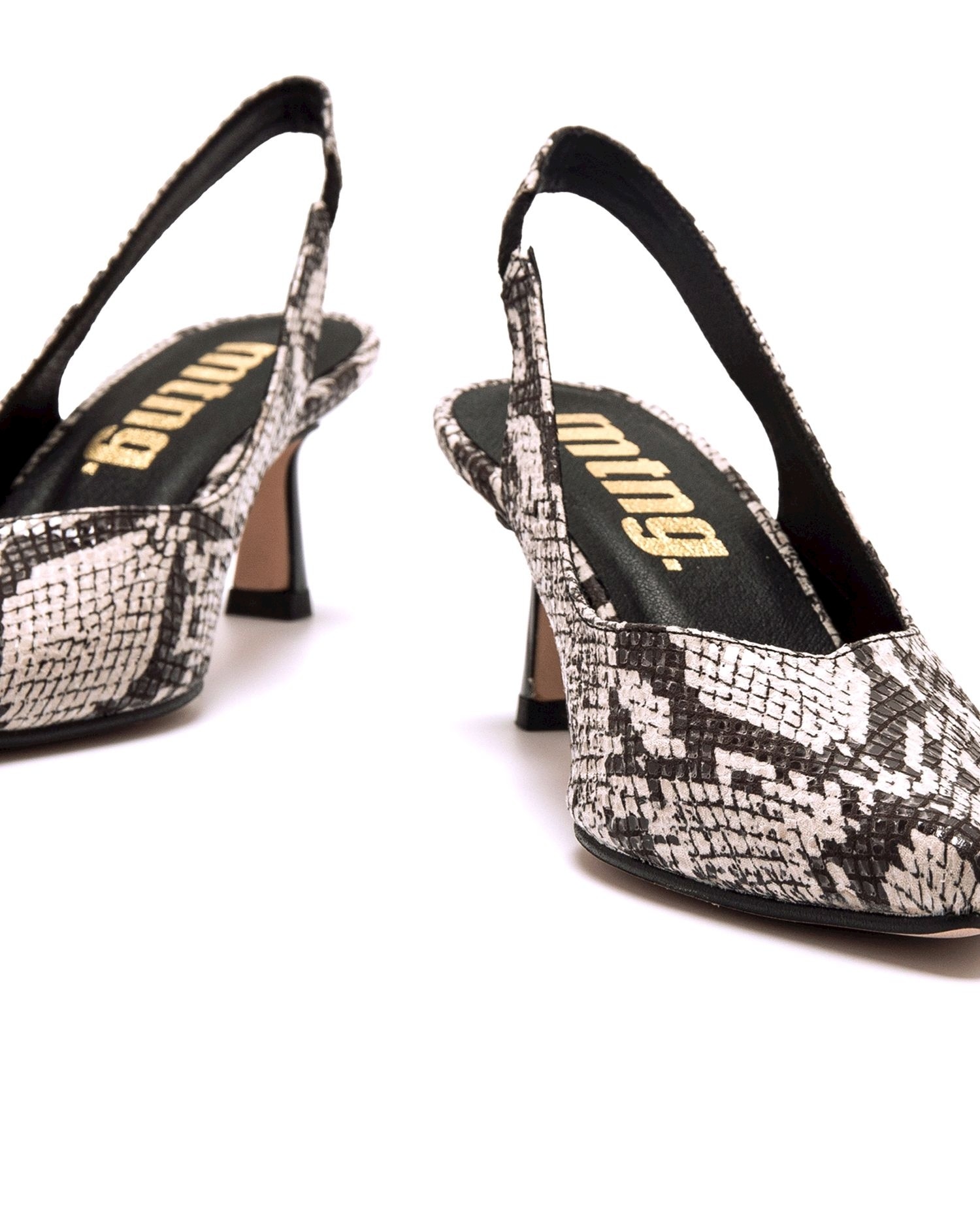 Sapatos de Salto de Estilo com o Calcanhar Aberto Antracite / Branco-6