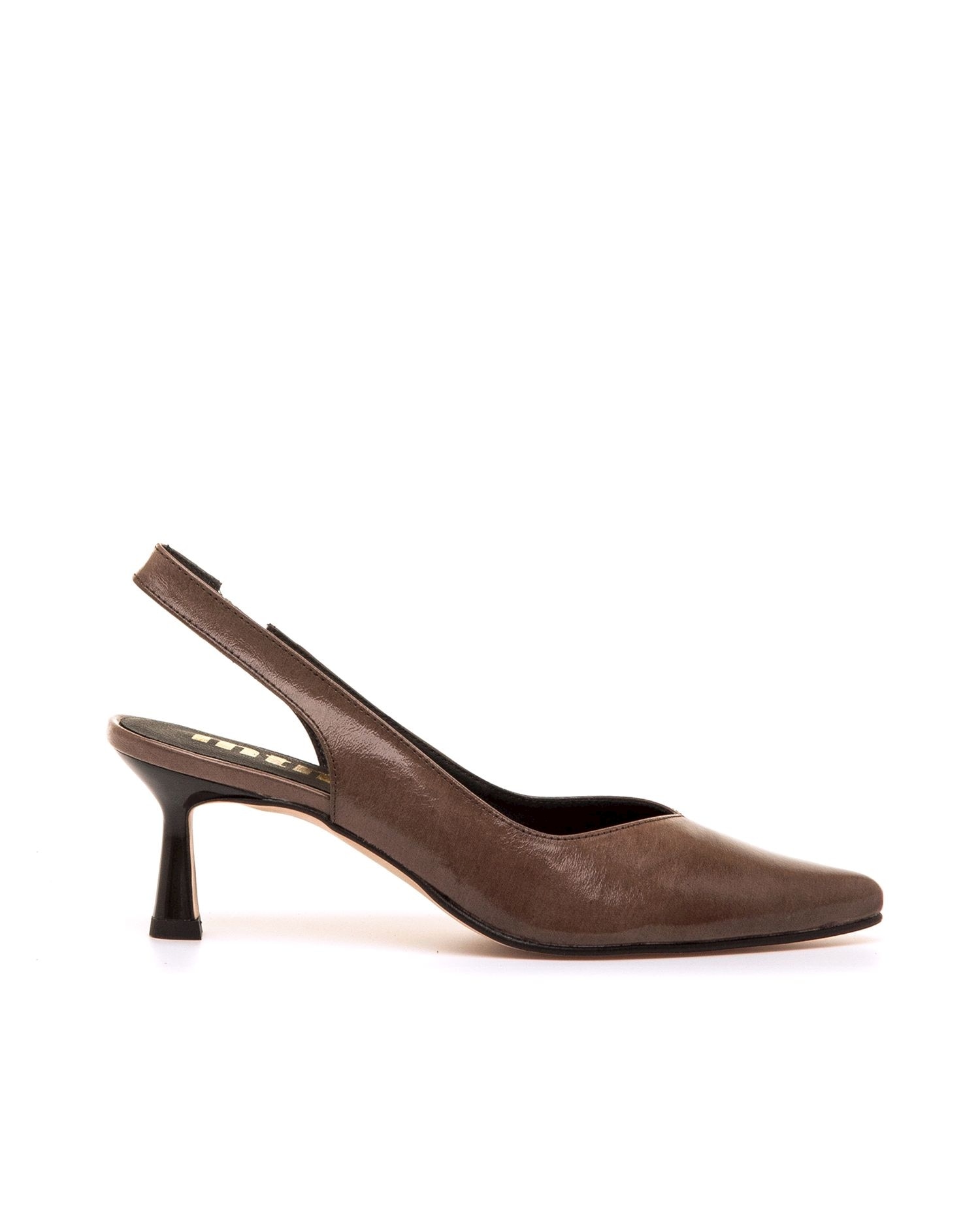 Sapatos de Salto de Estilo com o Calcanhar Aberto Castanho-1