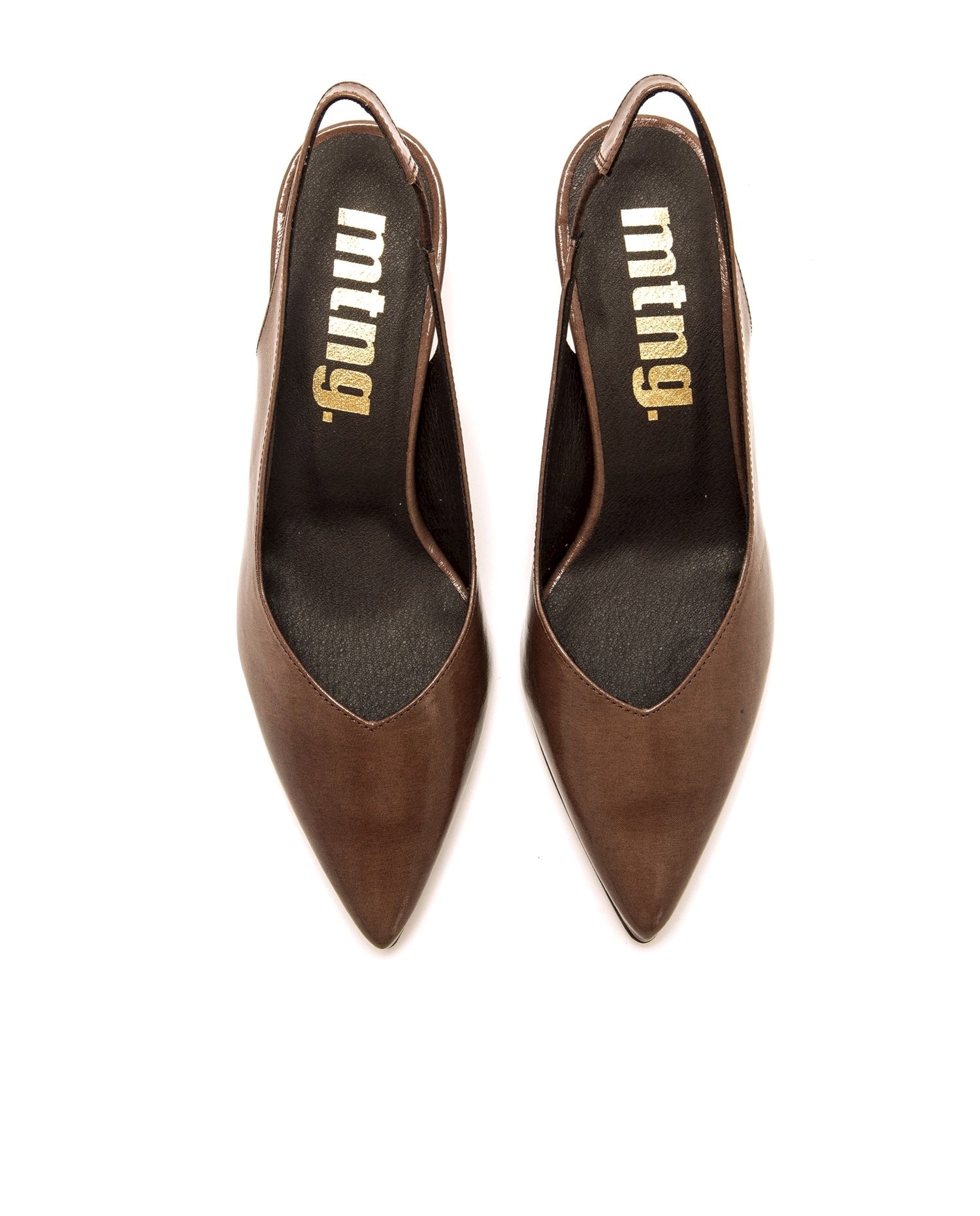 Sapatos de Salto de Estilo com o Calcanhar Aberto Castanho-4