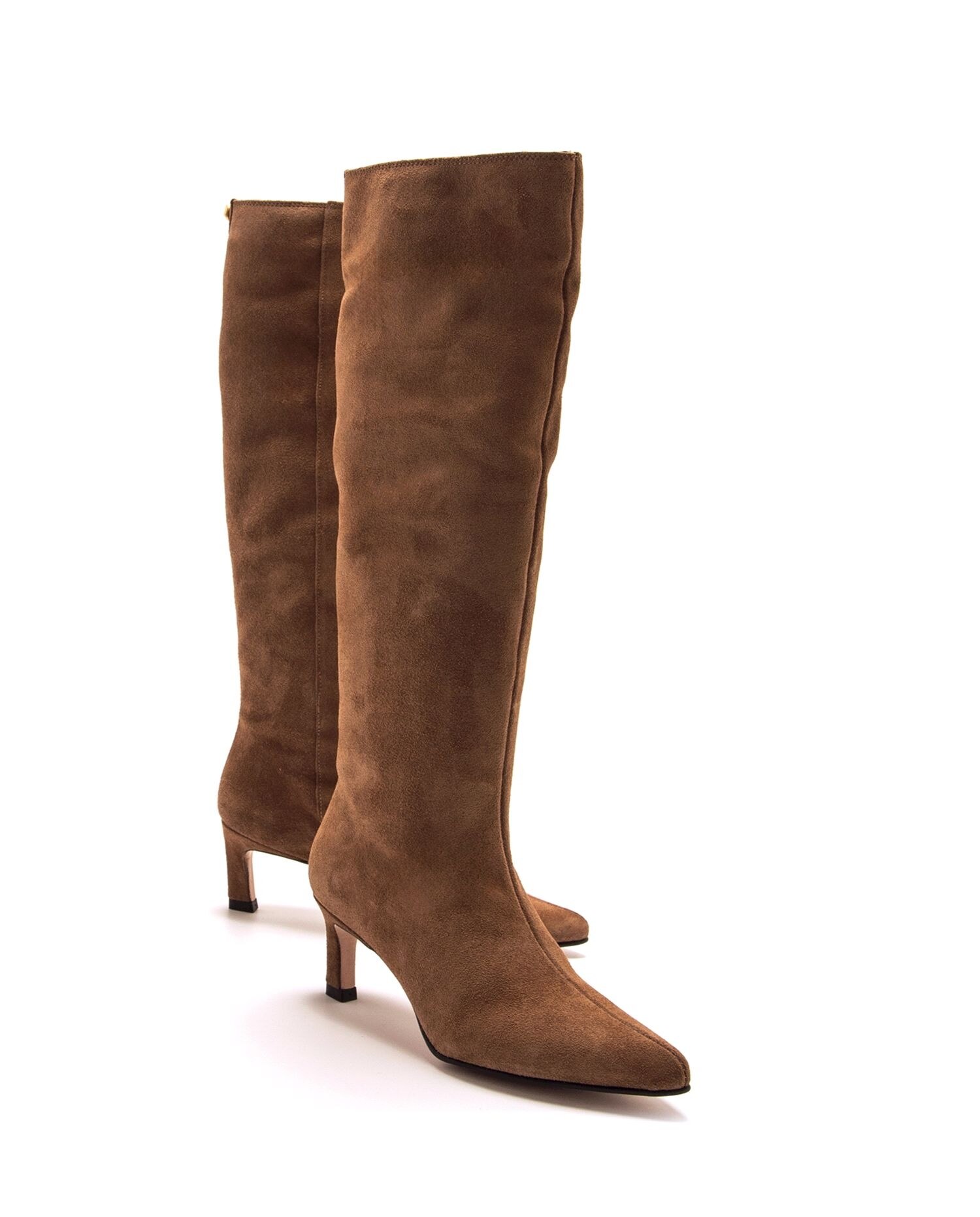 Botas Básicas Altas com Pele de Camurça Vison-4