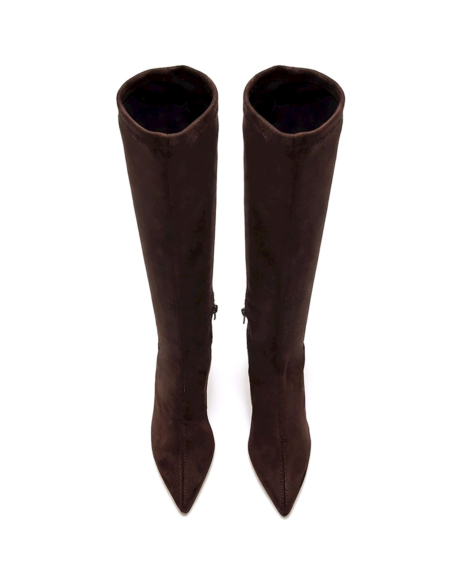 Botas Básicas com Salto Fino e Cano Stretch Castanho-pedra-2