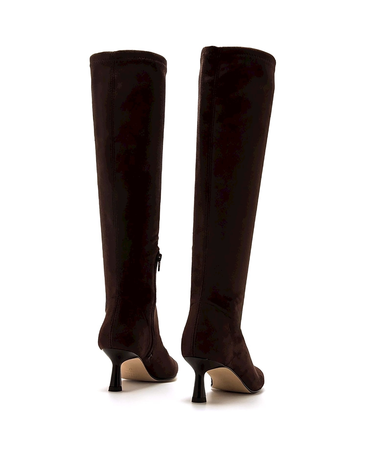 Botas Básicas com Salto Fino e Cano Stretch Castanho-pedra-3