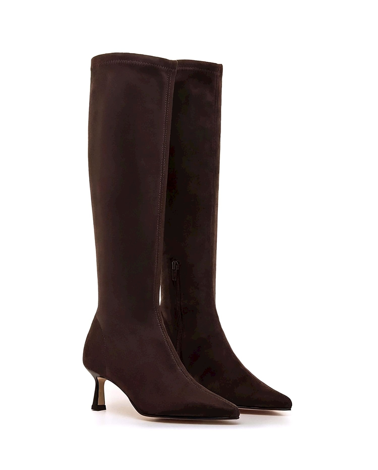 Botas Básicas com Salto Fino e Cano Stretch Castanho-pedra-5