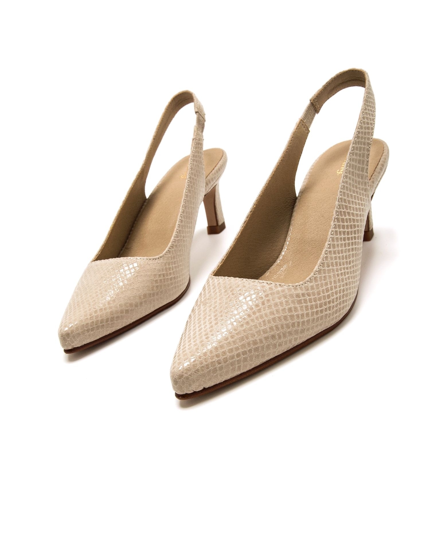 Sapatos de Salto com o Calcanhar Aberto Natural-4