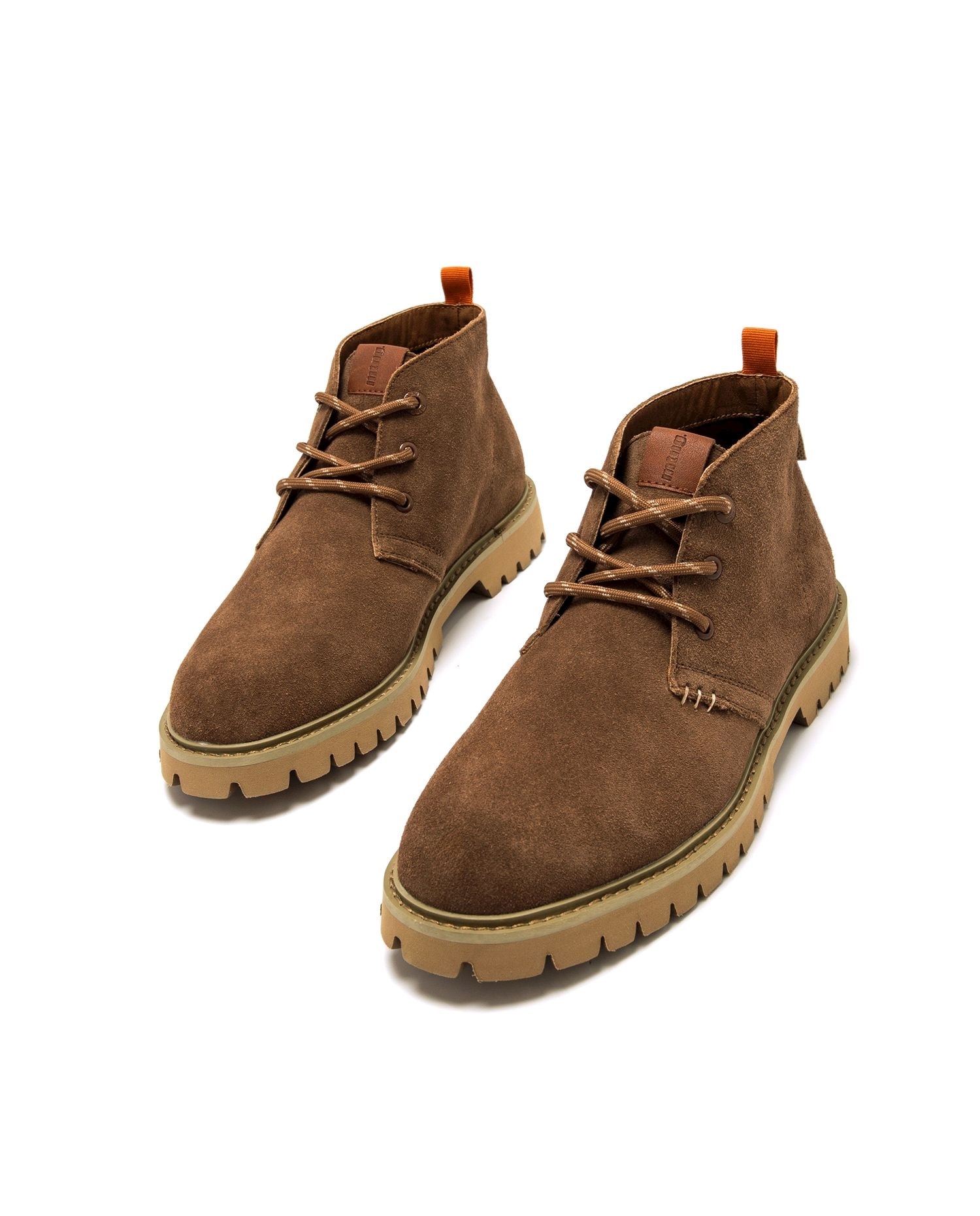 Botins Baixos em Pele de Camurça Castanho-4