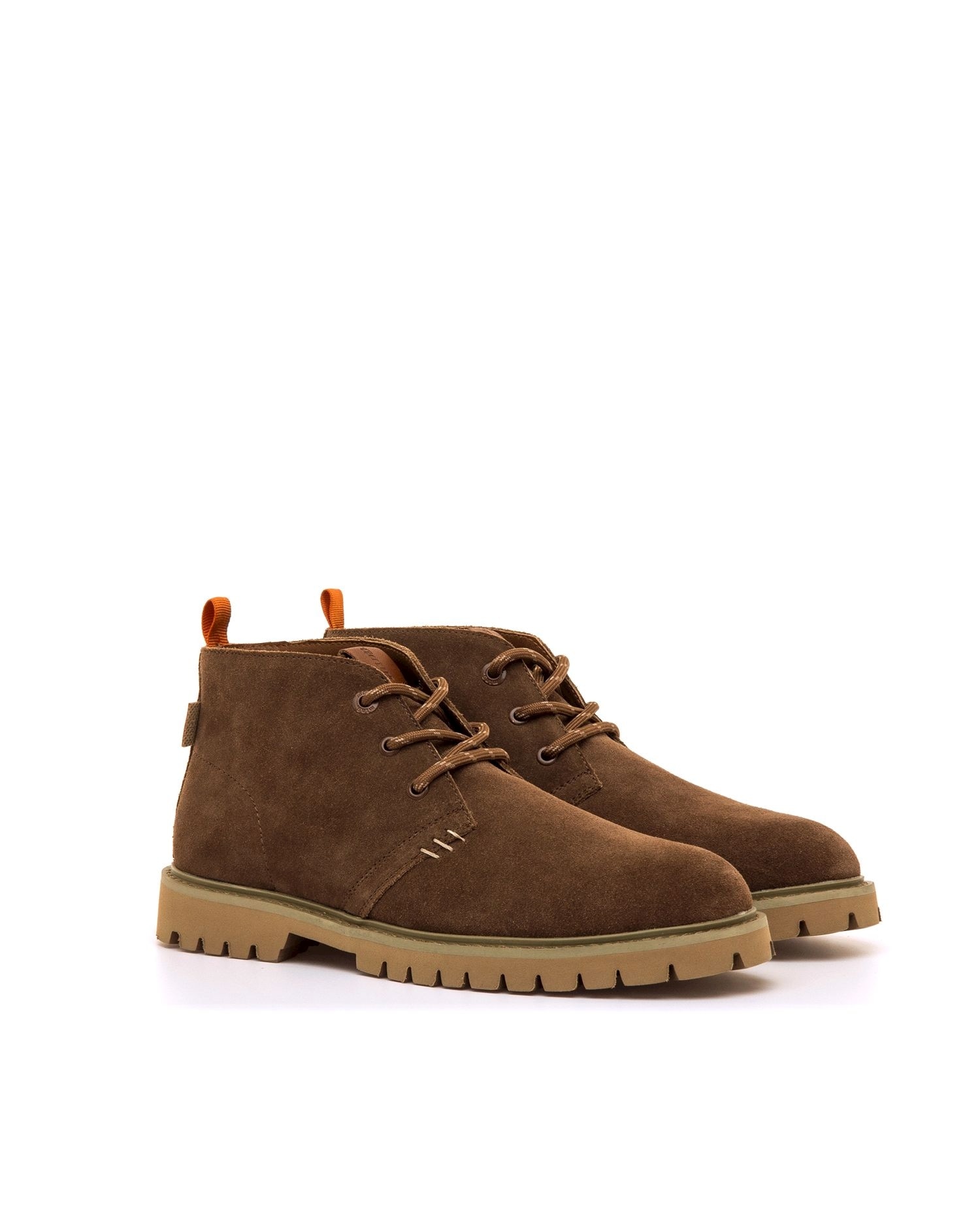 Botins Baixos em Pele de Camurça Castanho-5