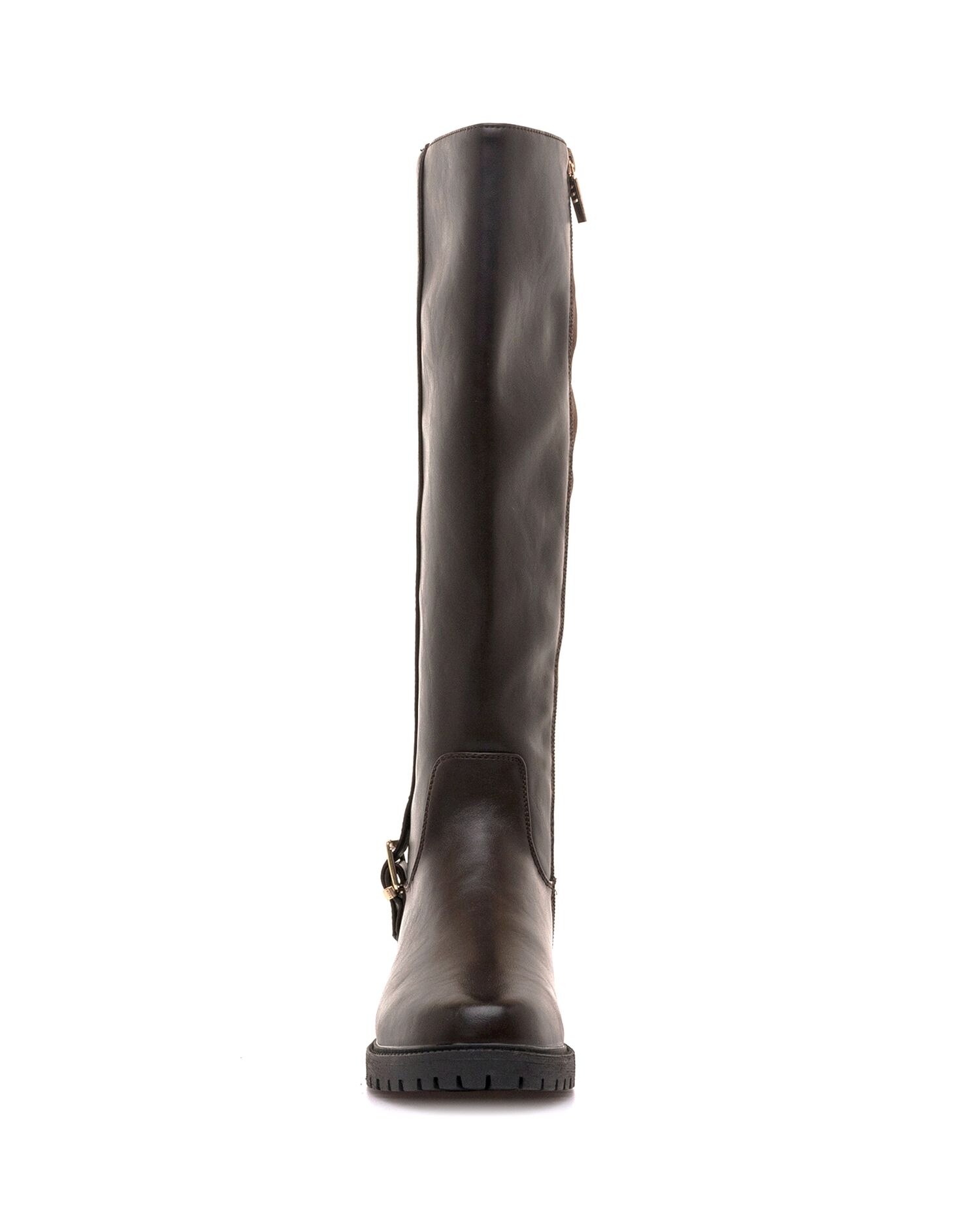 Botas Mosqueteiras com Detalhe no Cano Castanho-3
