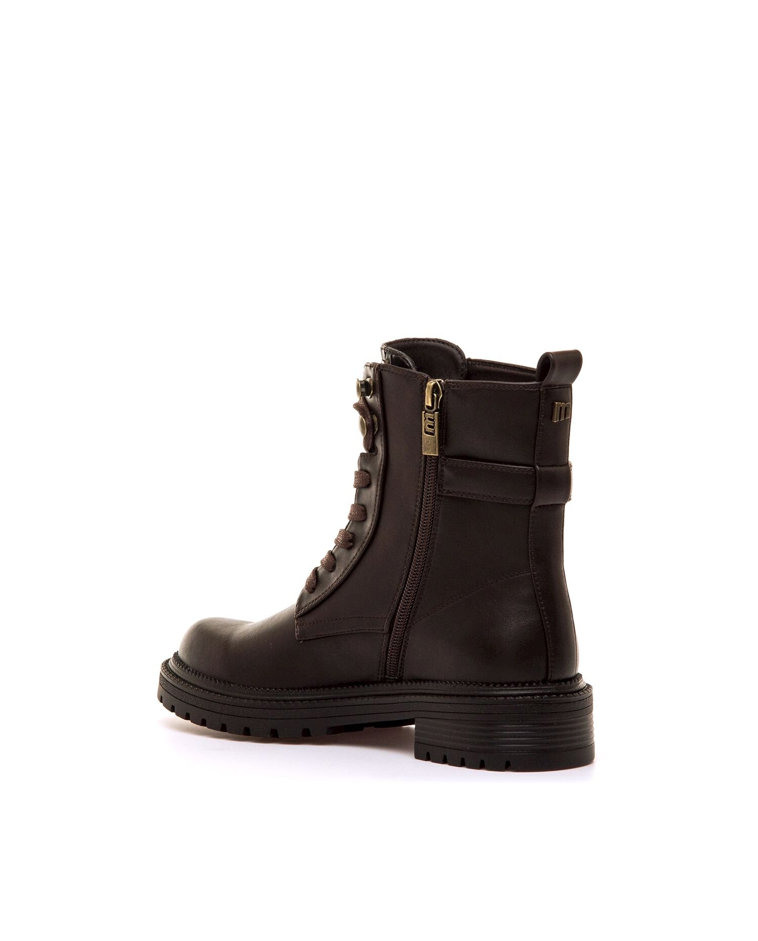 Botins Estilo Militar com Fivela no Tornozelo Castanho-4