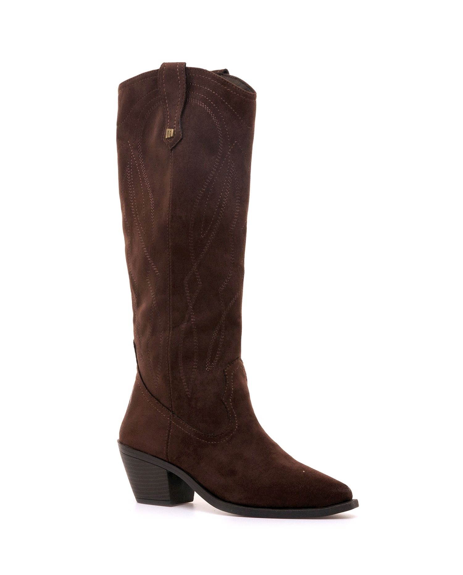 Botas Estilo Cowboy em Pele Castanho-escuro-2