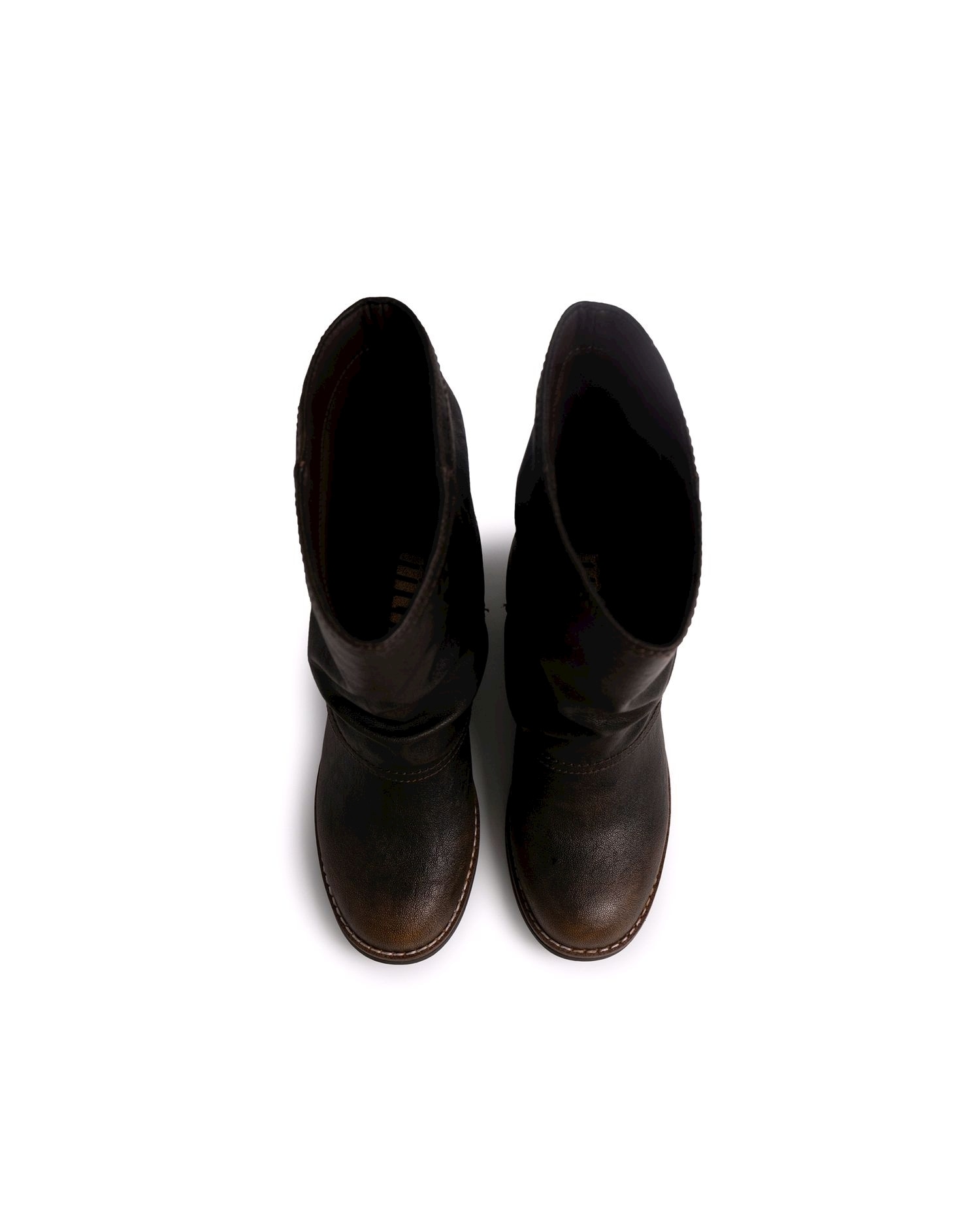 Botins Básicos com Cano Sobreposto Castanho-2