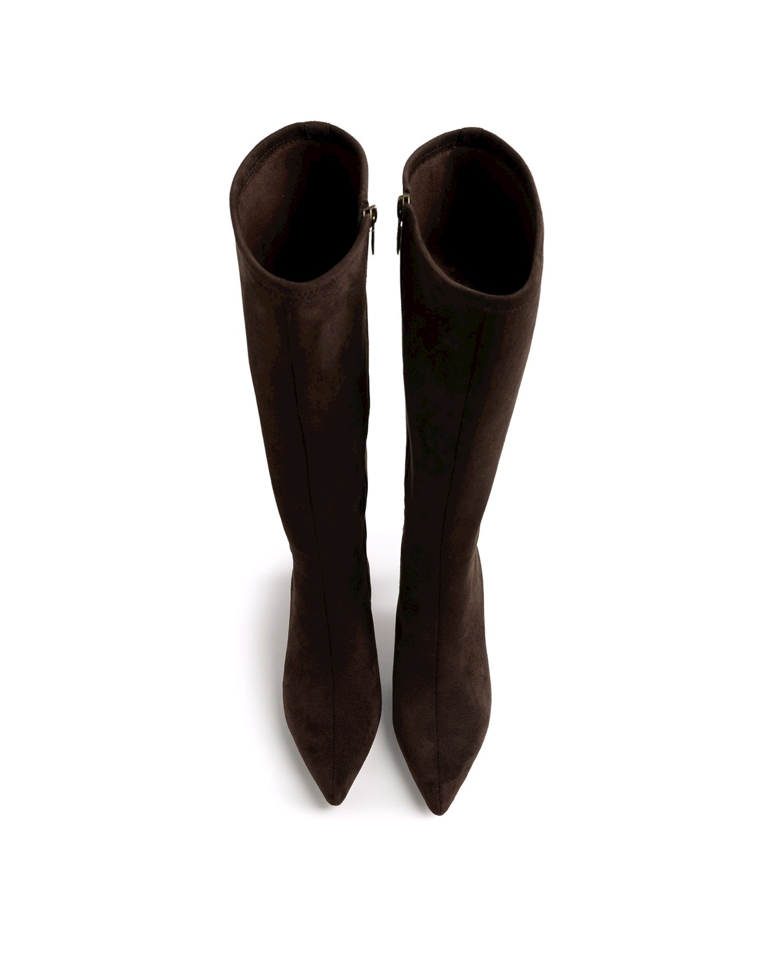 Botas Altas de Salto com Biqueira Fina Castanho-escuro-2