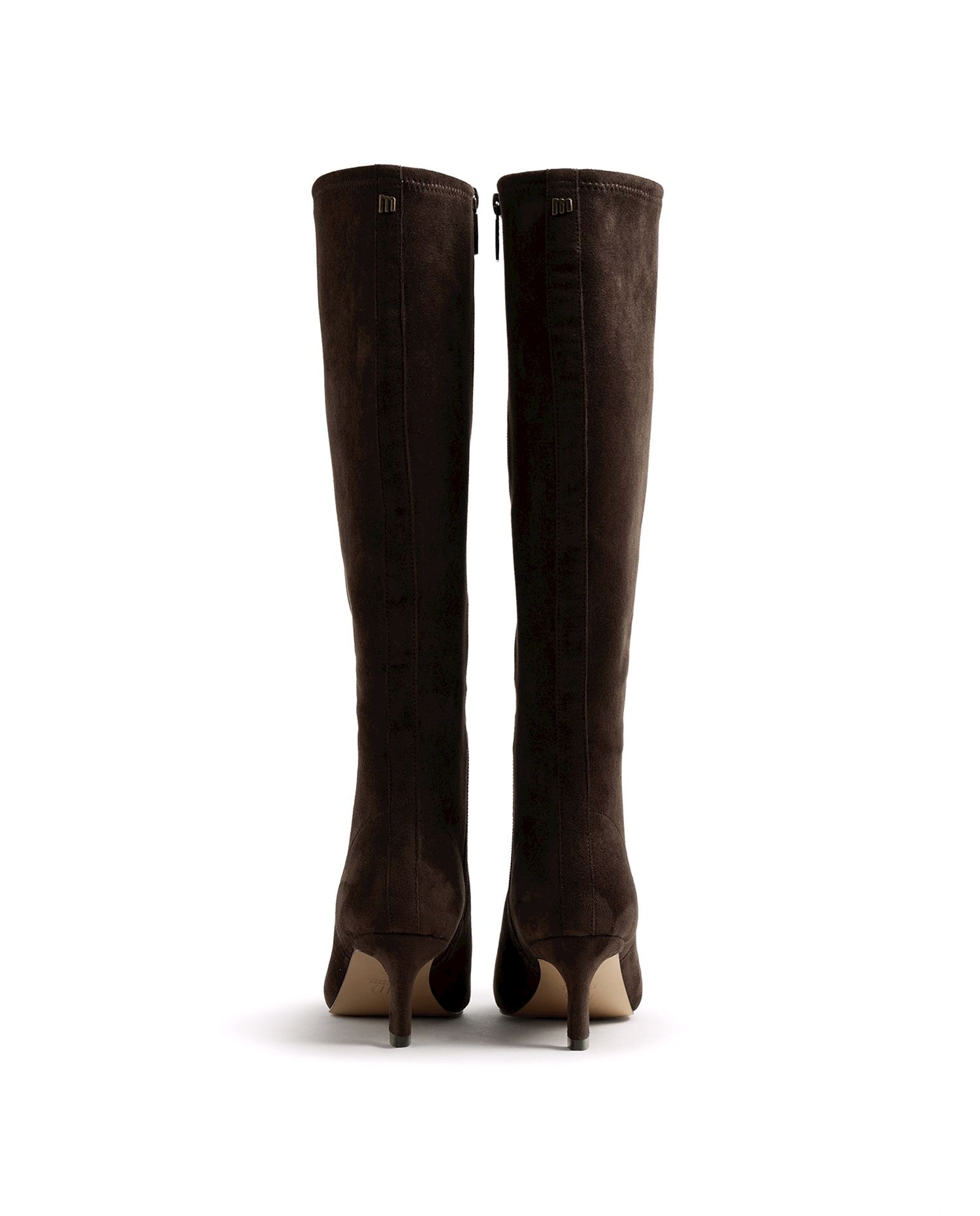 Botas Altas de Salto com Biqueira Fina Castanho-escuro-3