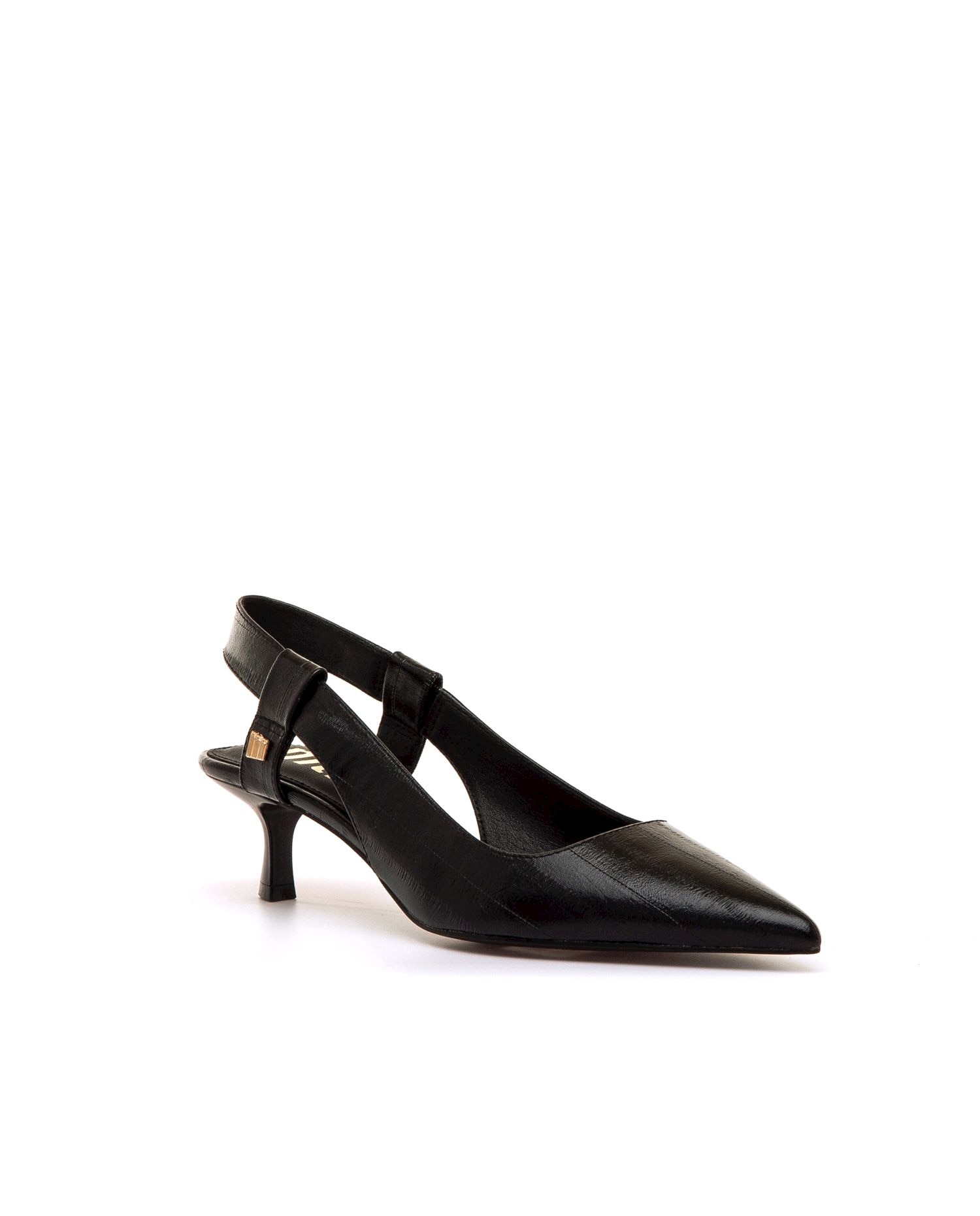 Sapatos de Salto com o Calcanhar Aberto com Tira com Elástico Preto-2