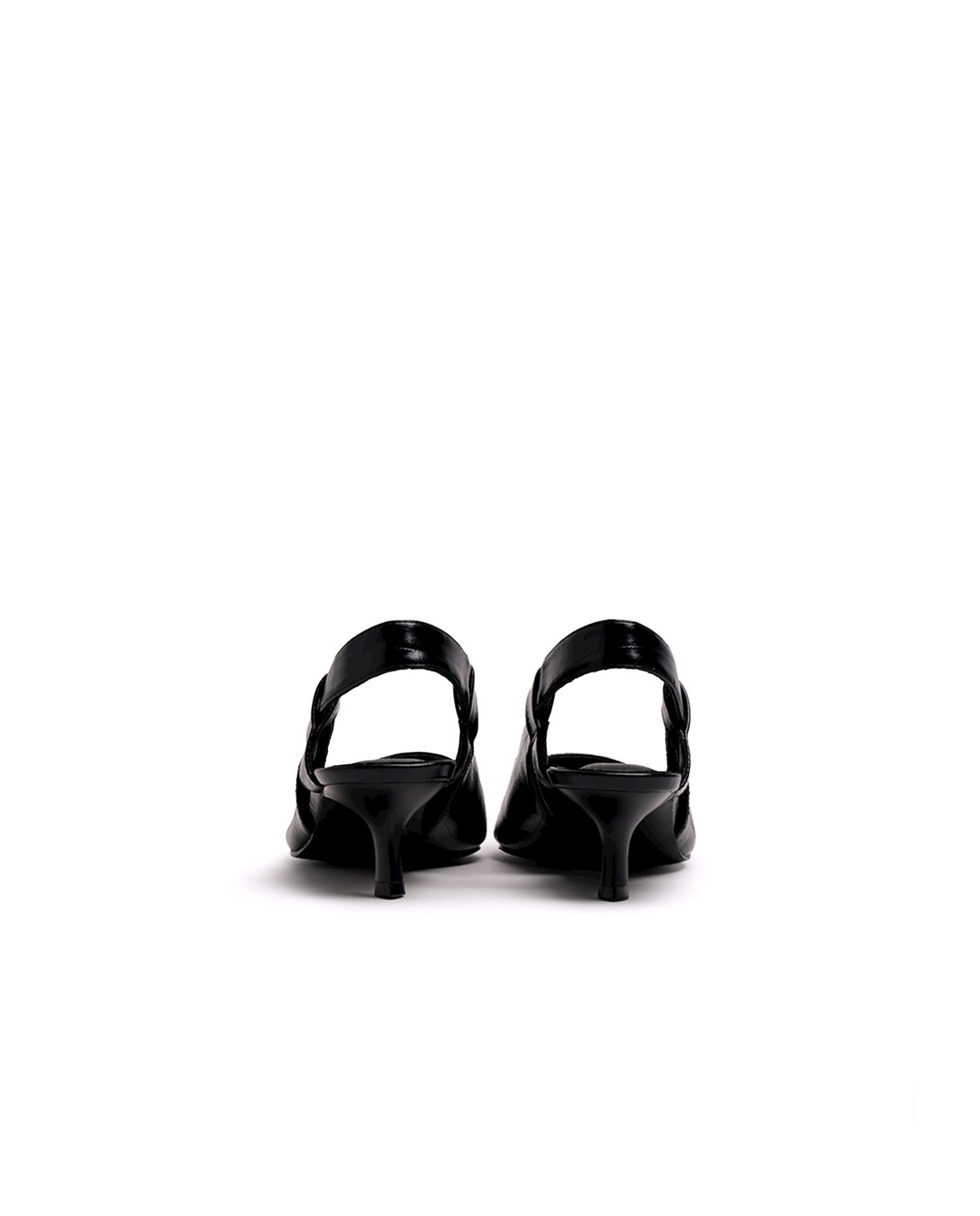 Sapatos de Salto com o Calcanhar Aberto com Tira com Elástico Preto-3