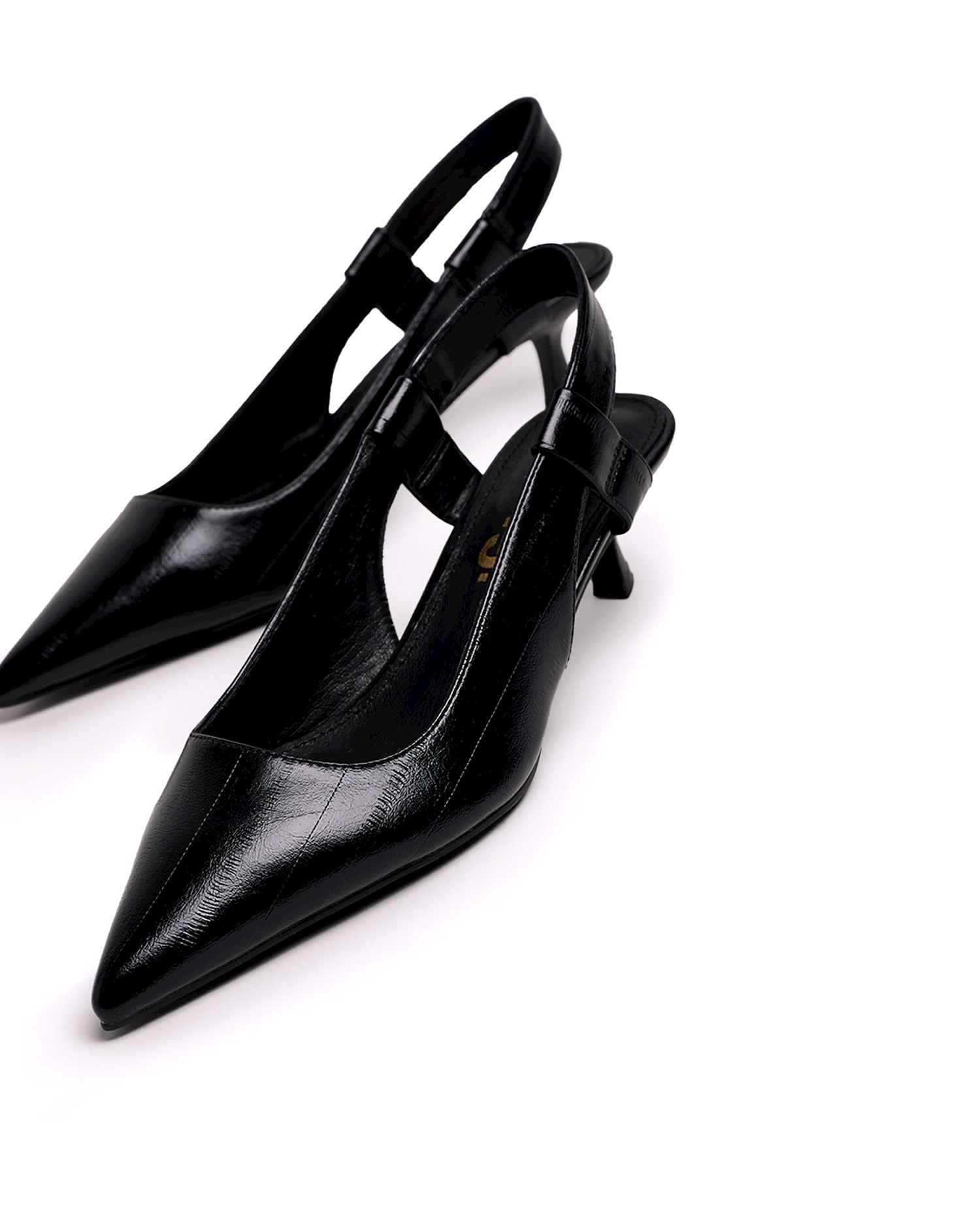 Sapatos de Salto com o Calcanhar Aberto com Tira com Elástico Preto-4