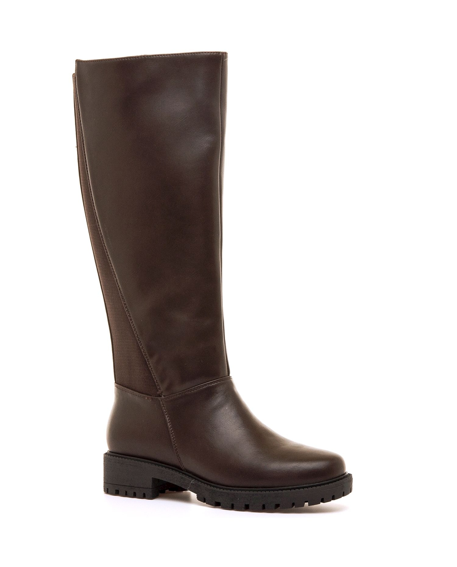 Botas Básicas com Lateral Elástico Castanho-2
