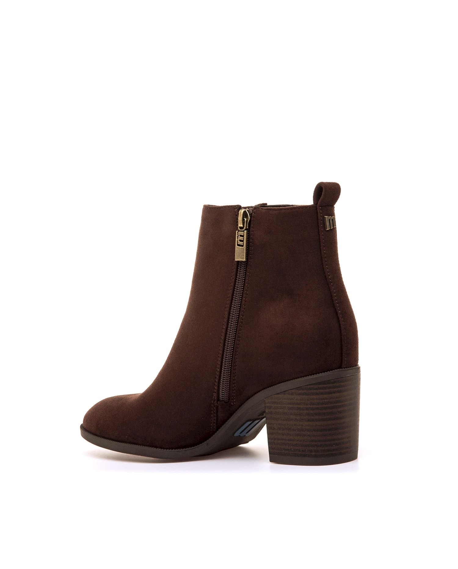 Botins Básicos com Detalhe de Fecho Zip Castanho-chocolate-4