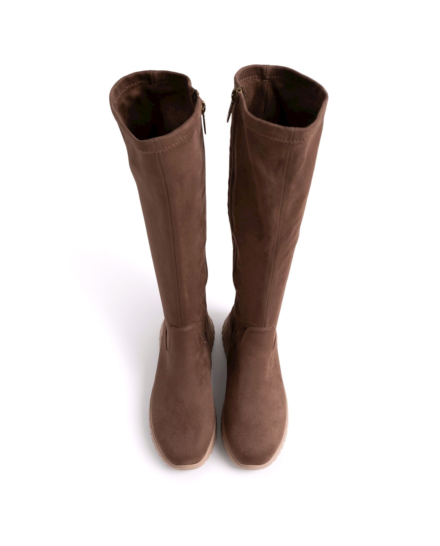 Botas Altas Básicas com Cano Stretch Castanho-2
