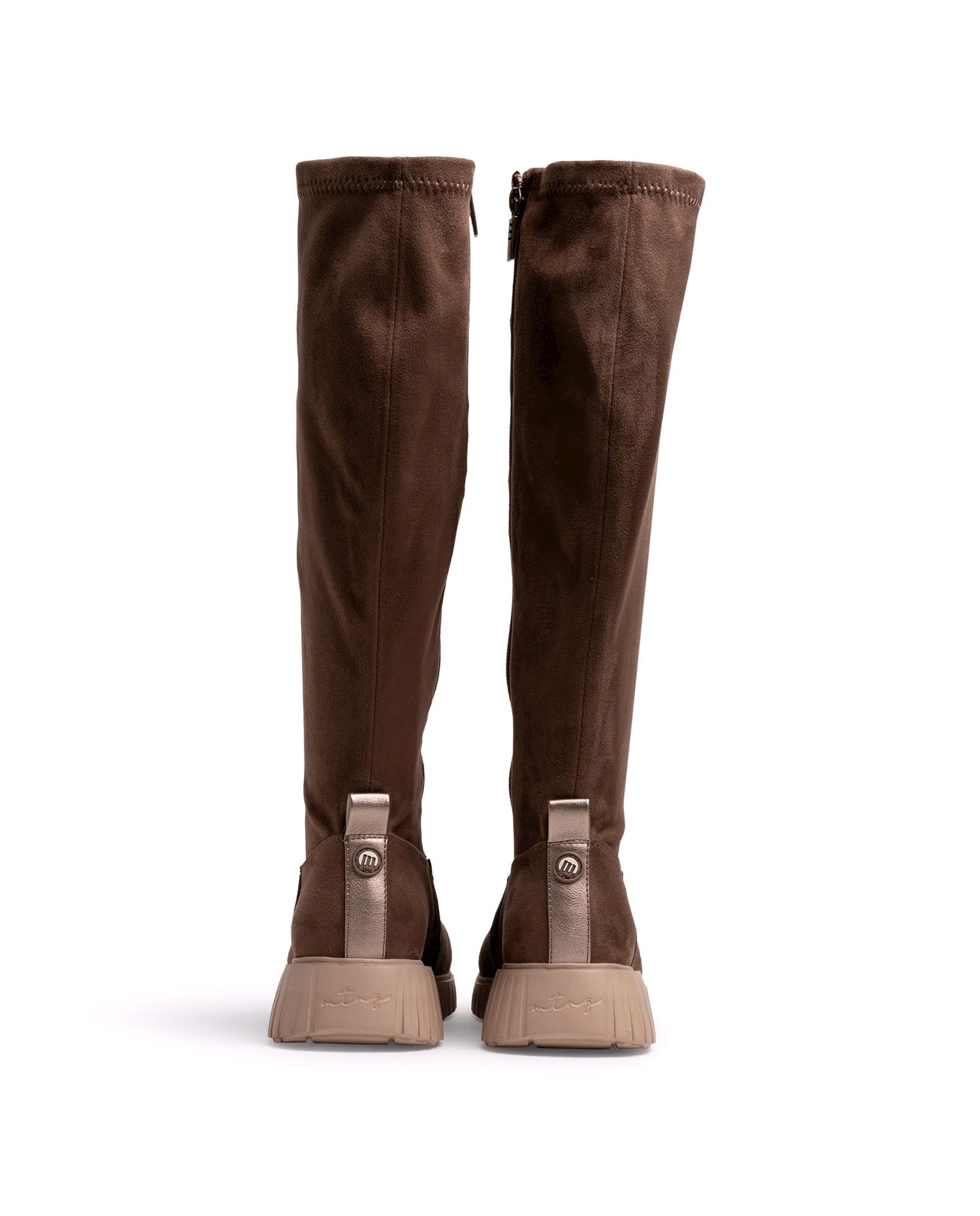 Botas Altas Básicas com Cano Stretch Castanho-3