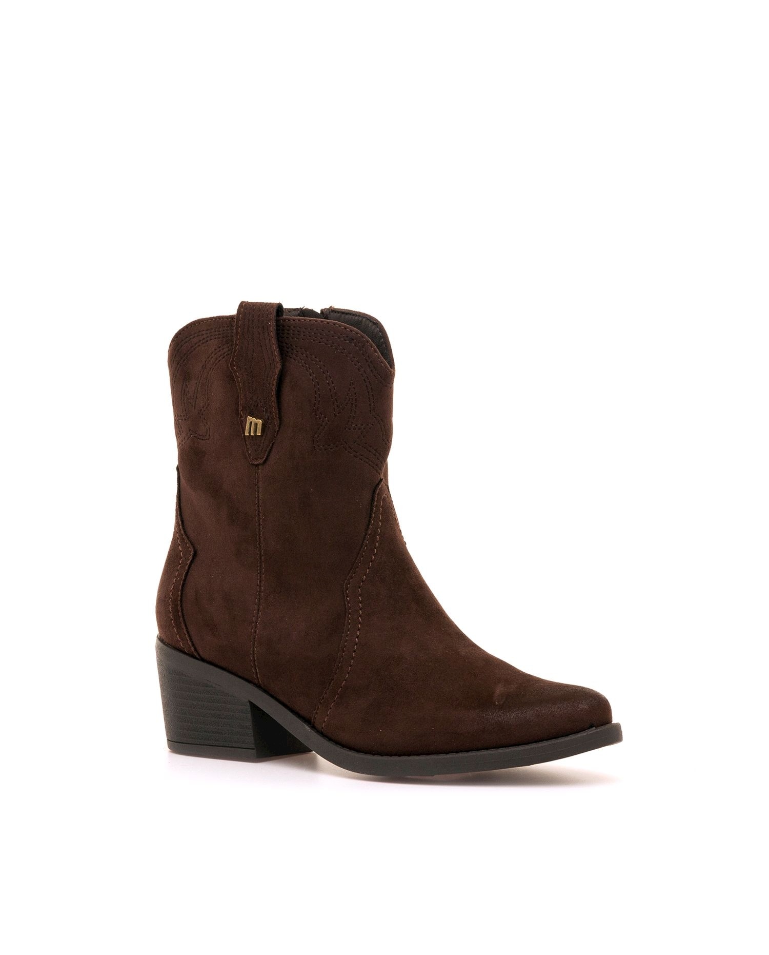 Botins Cowboy com Detalhe Bordado Castanho-chocolate-2