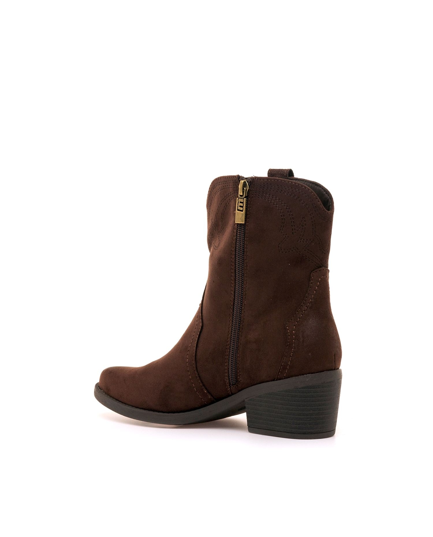 Botins Cowboy com Detalhe Bordado Castanho-chocolate-4