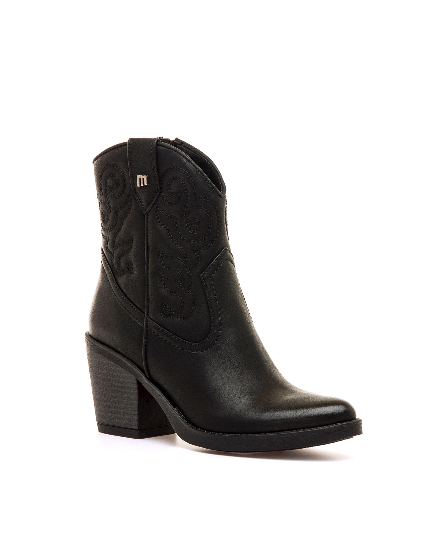 Botins Cowboy com Tacão Largo Preto-2