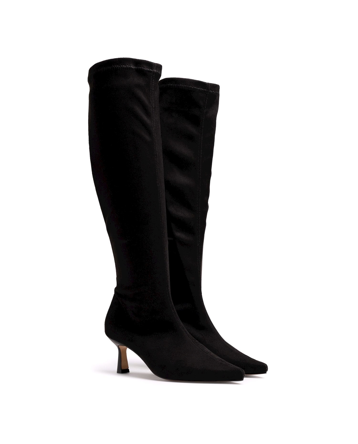 Botas Altas com Salto Fino e Cano Stretch Preto-5