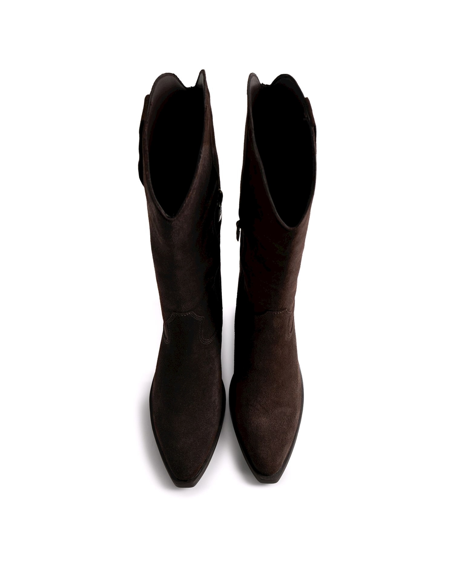 Botas de Estilo Cowboy em Pele Castanho-escuro-2