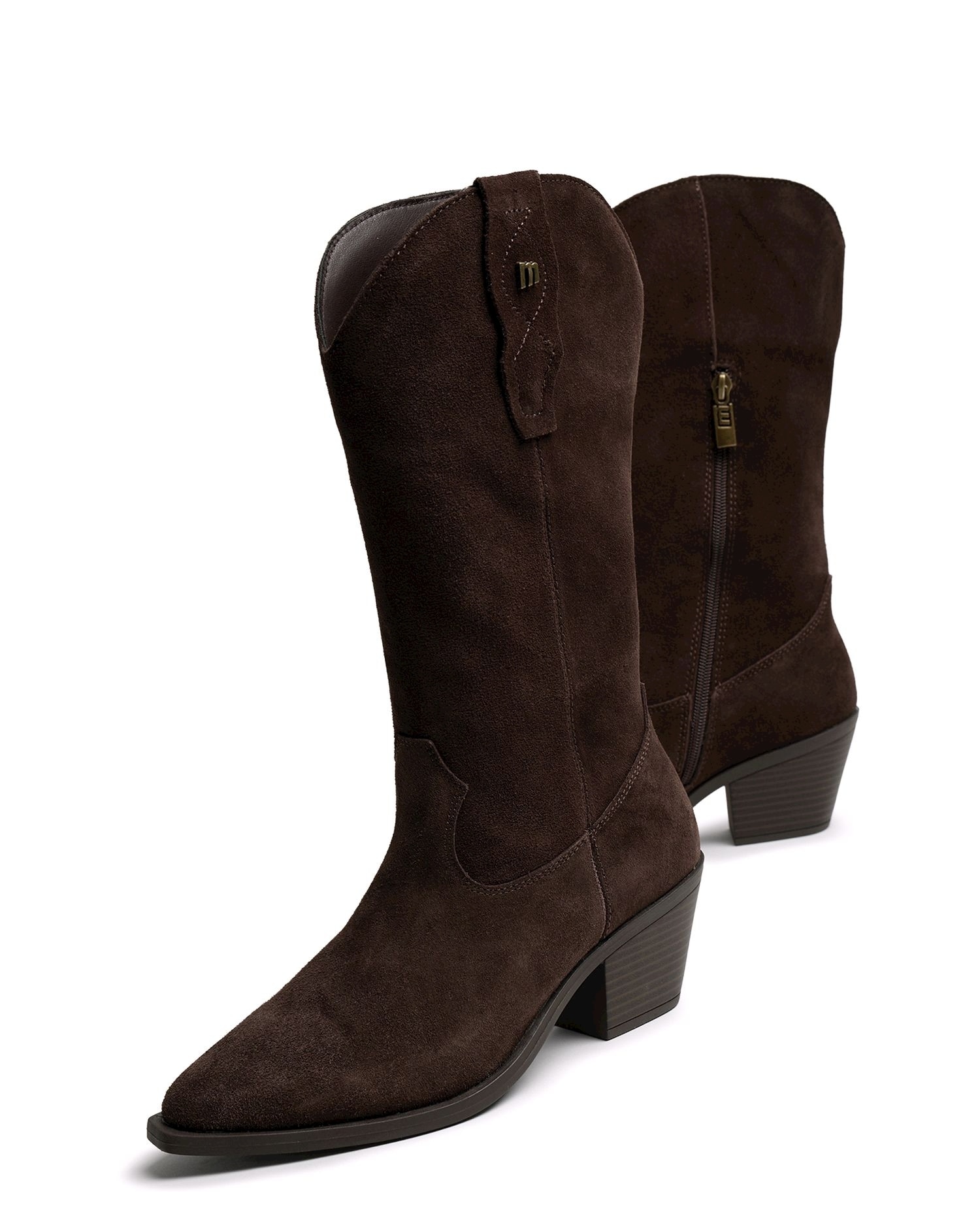 Botas de Estilo Cowboy em Pele Castanho-escuro-4